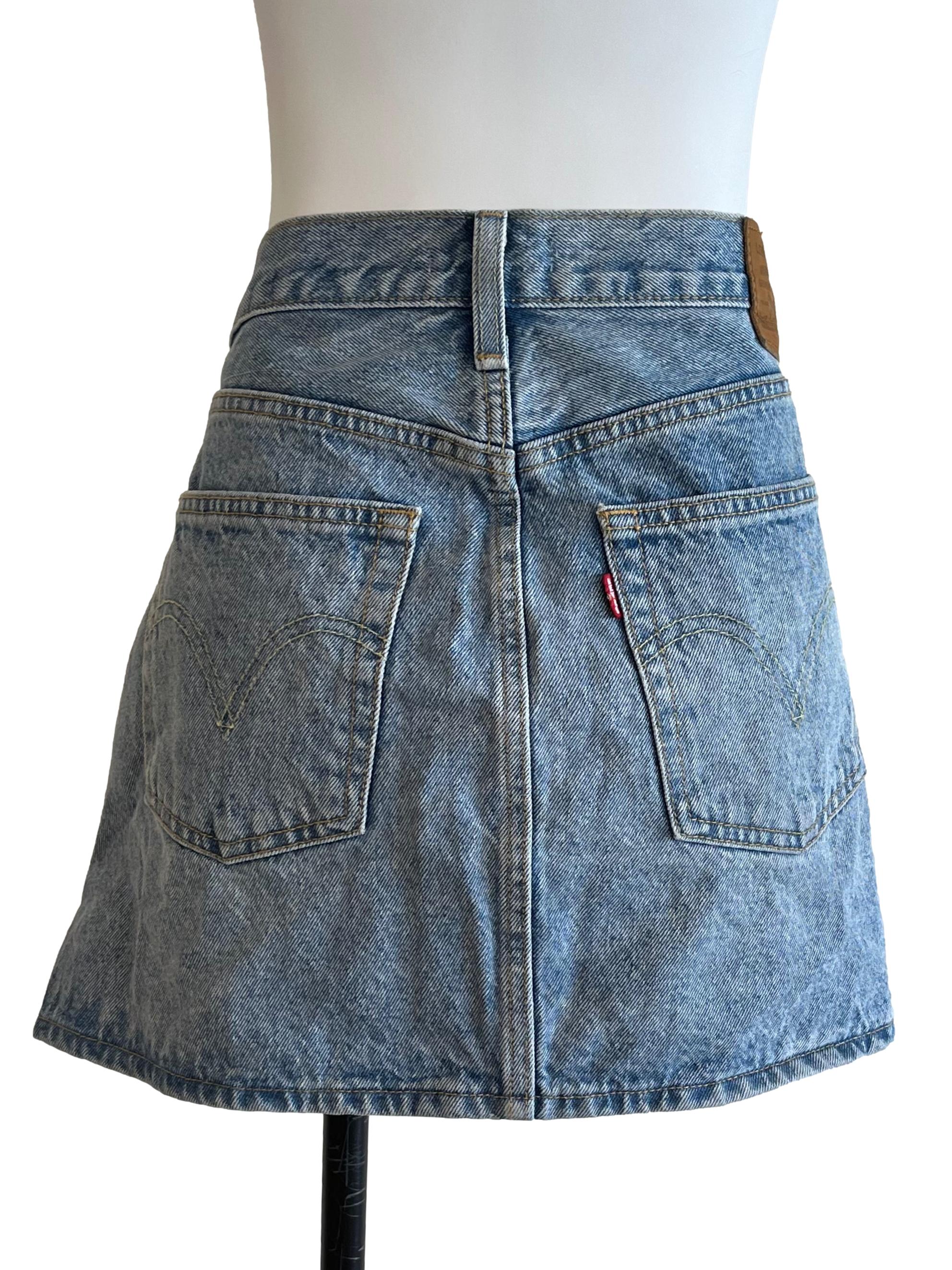 Blue Bedazzled Mini Skirt