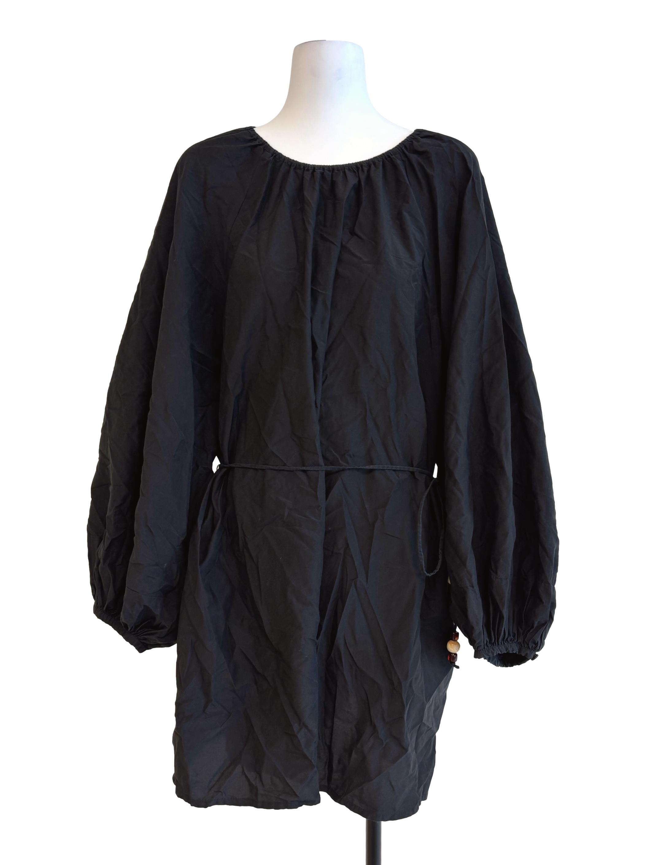 Jet Black Cotton Shift Dress