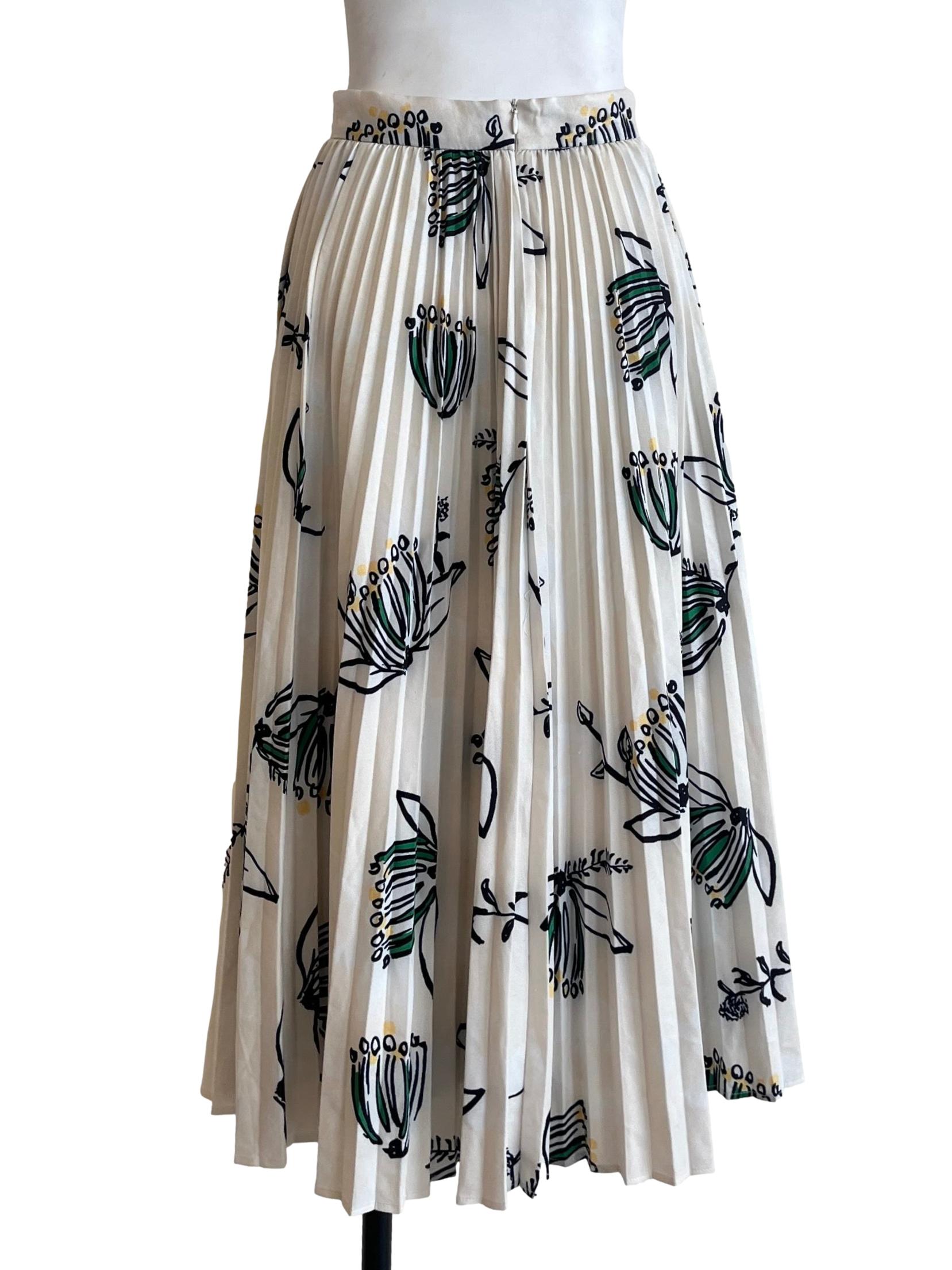 Pearl White Pleated A-Line Skirt LB