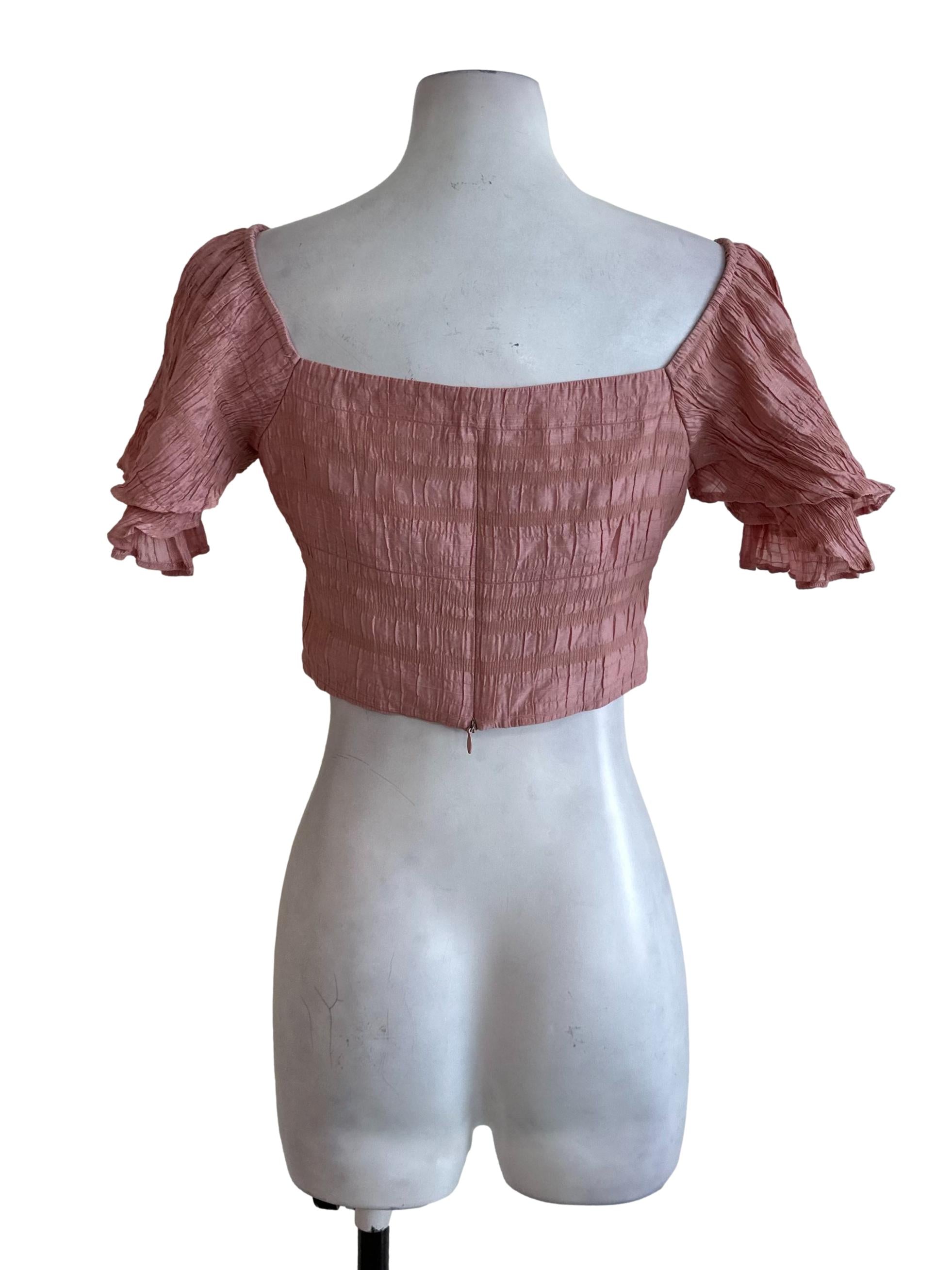 Rose Pink Textured Crop Top