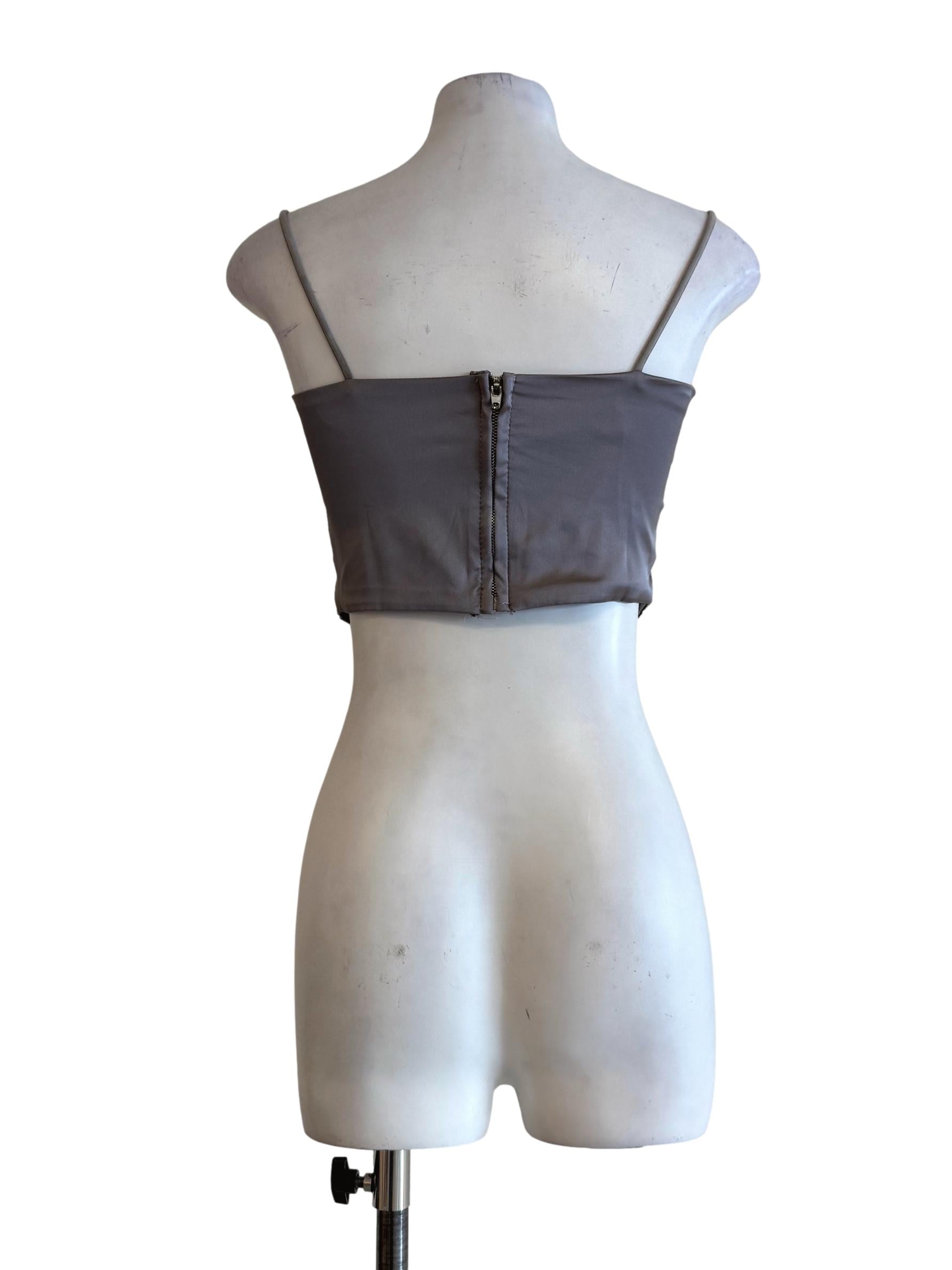 Shiny Grey Padded Top