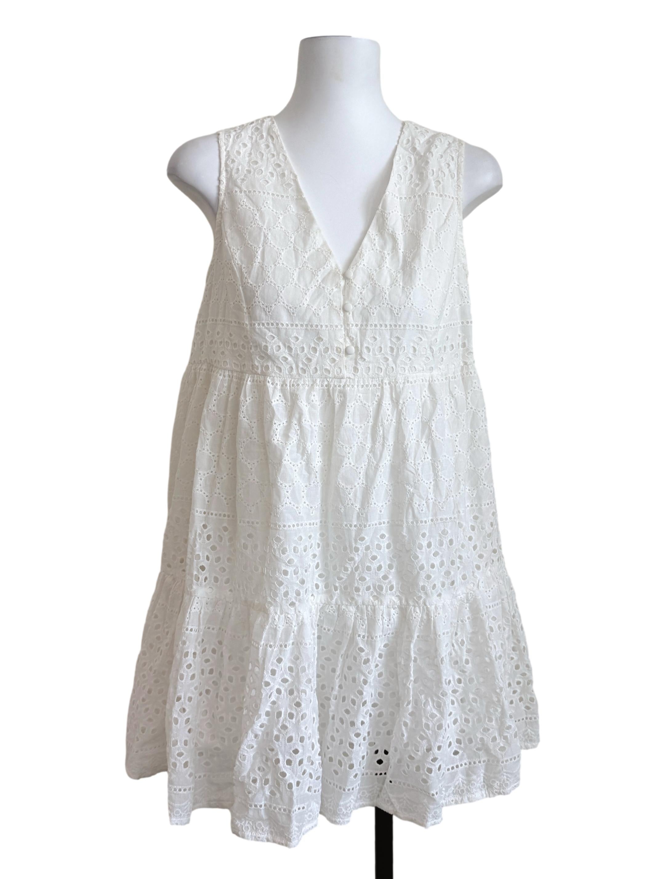 White Lace Drop Waist Dress LB