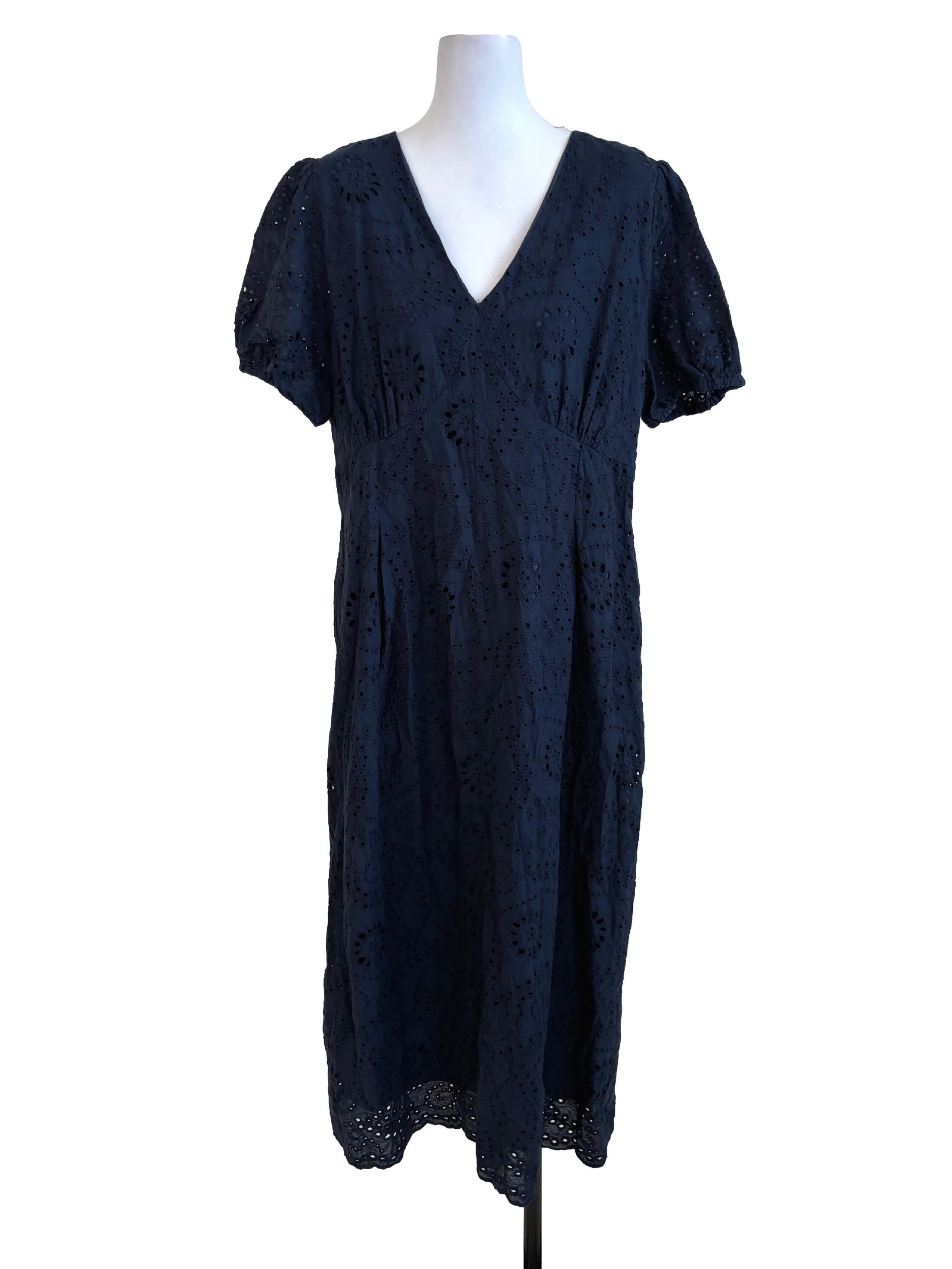 Navy Blue Eyelet Dress