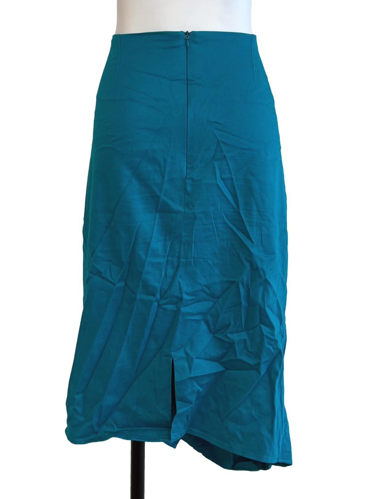 Teal Ruffle Midi Skirt