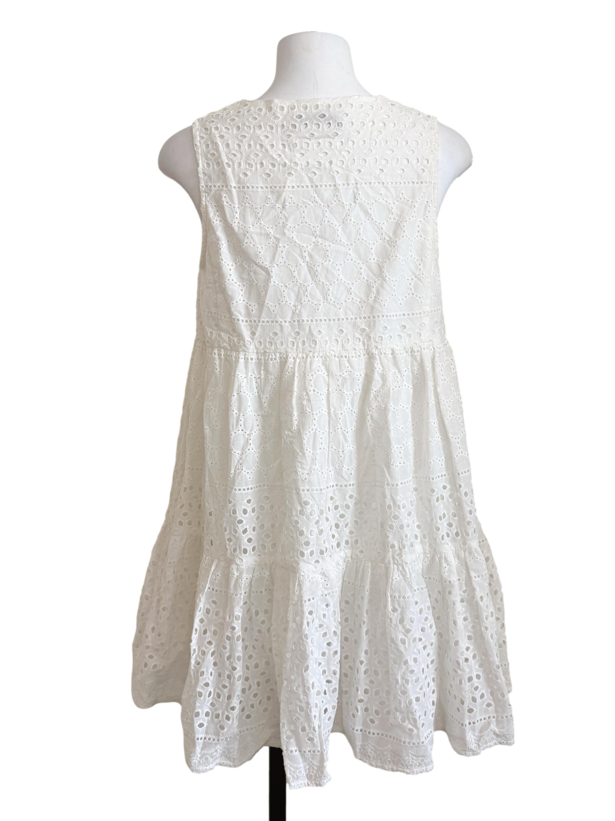 White Lace Drop Waist Dress LB
