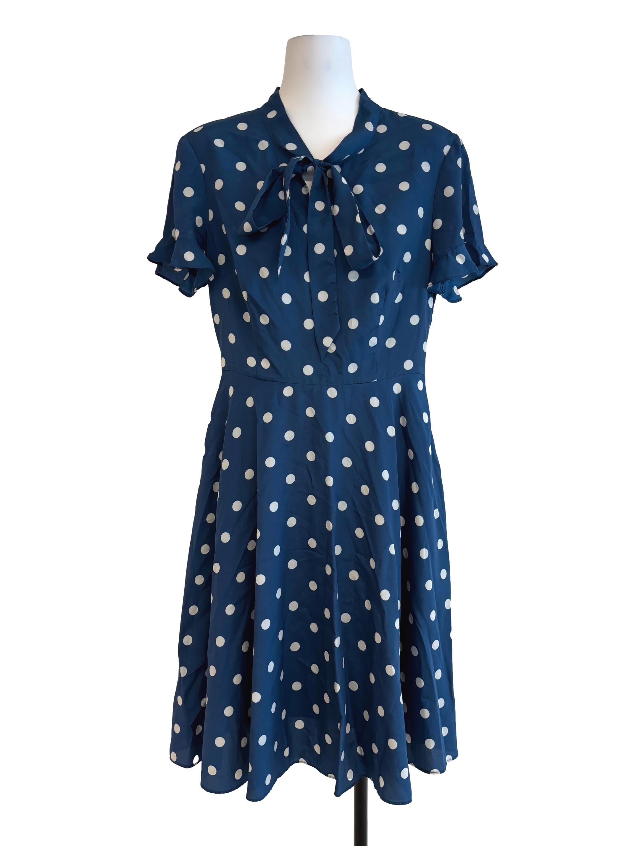 Berry Blue Polka Dot A-Line Dress