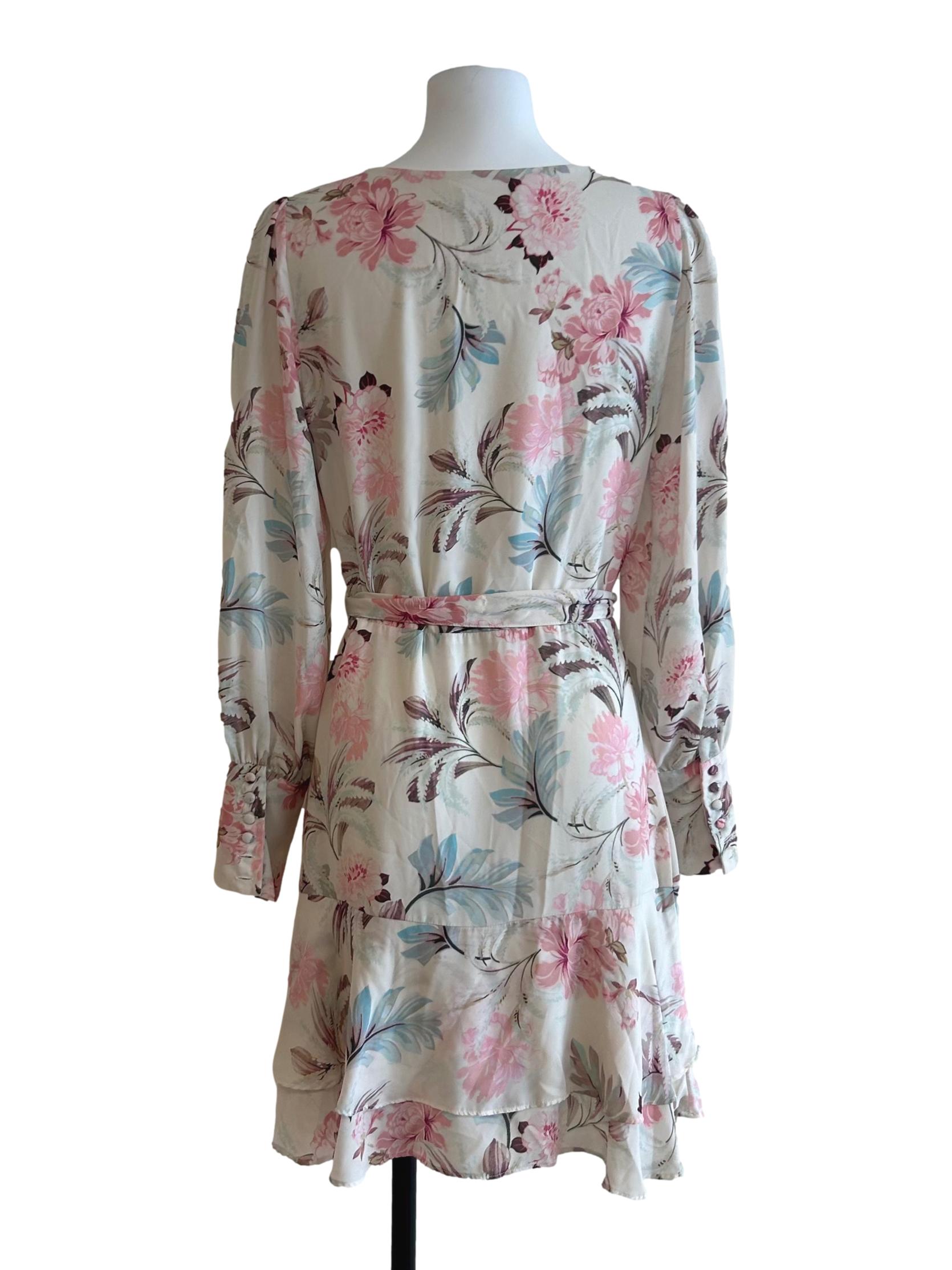 Rice White Floral Wrap Dress