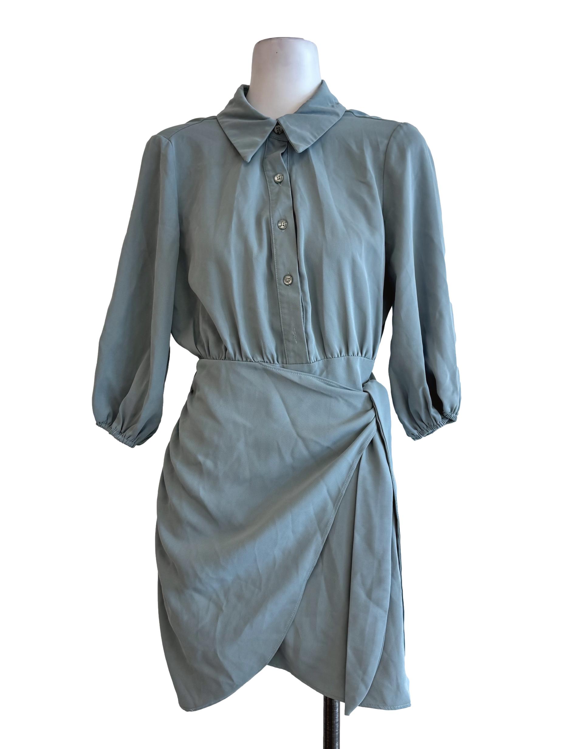 Dusty Mint Long Sleeve Shirt Dress