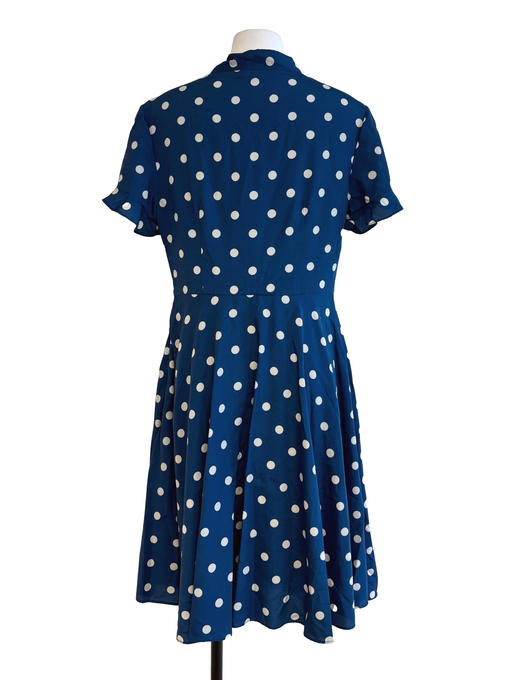 Berry Blue Polka Dot A-Line Dress