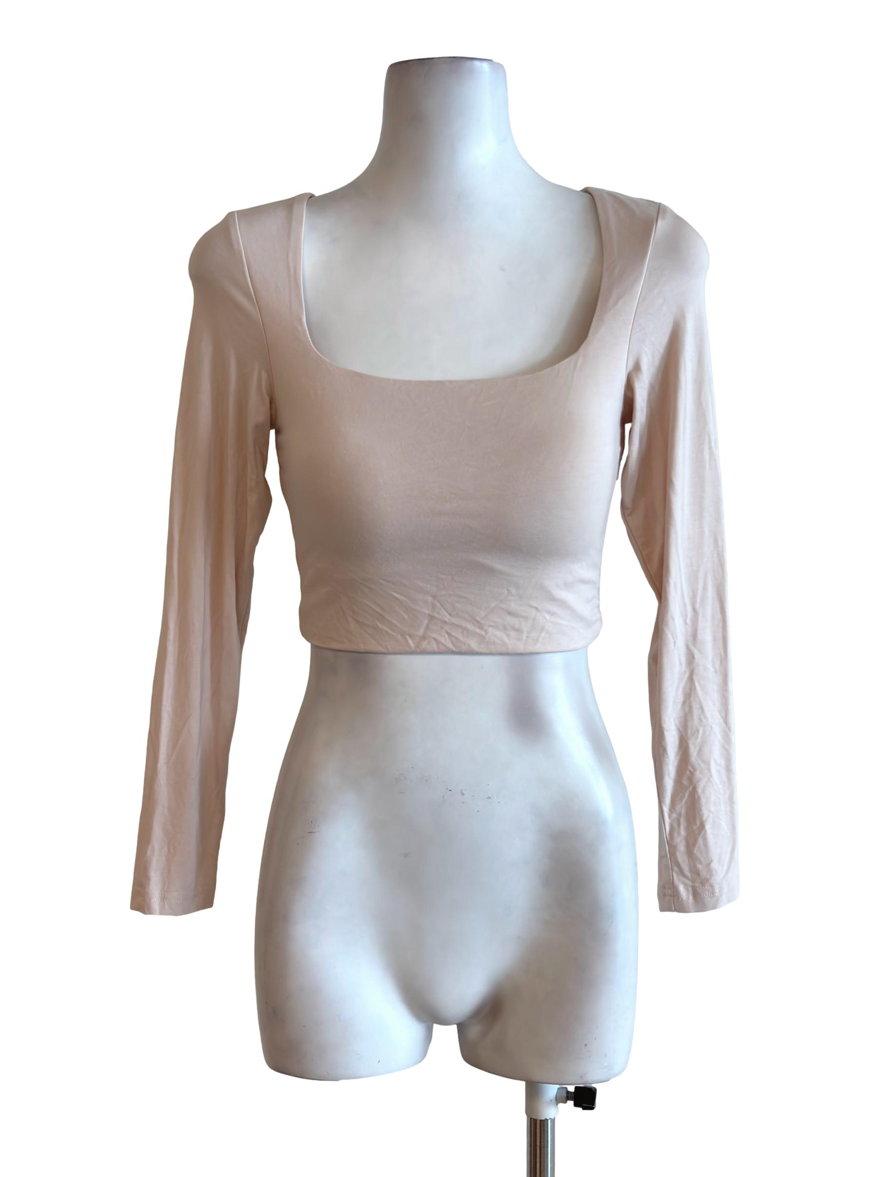 Peach Nude Square Neck Padded Top