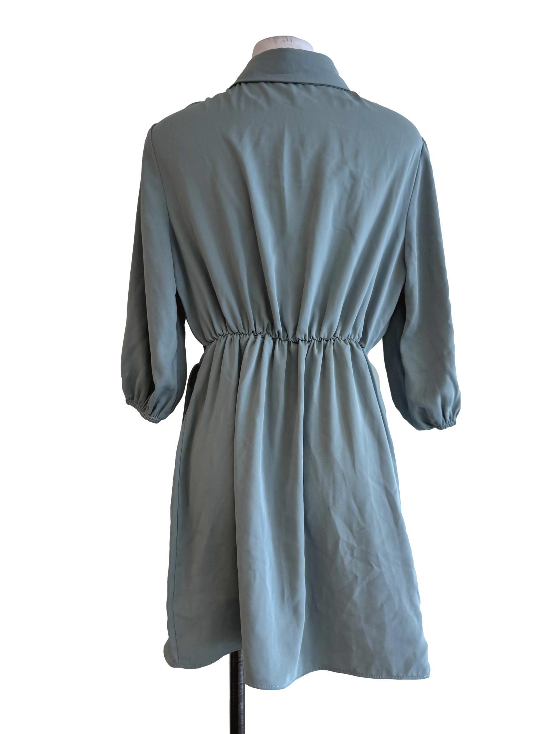 Dusty Mint Long Sleeve Shirt Dress