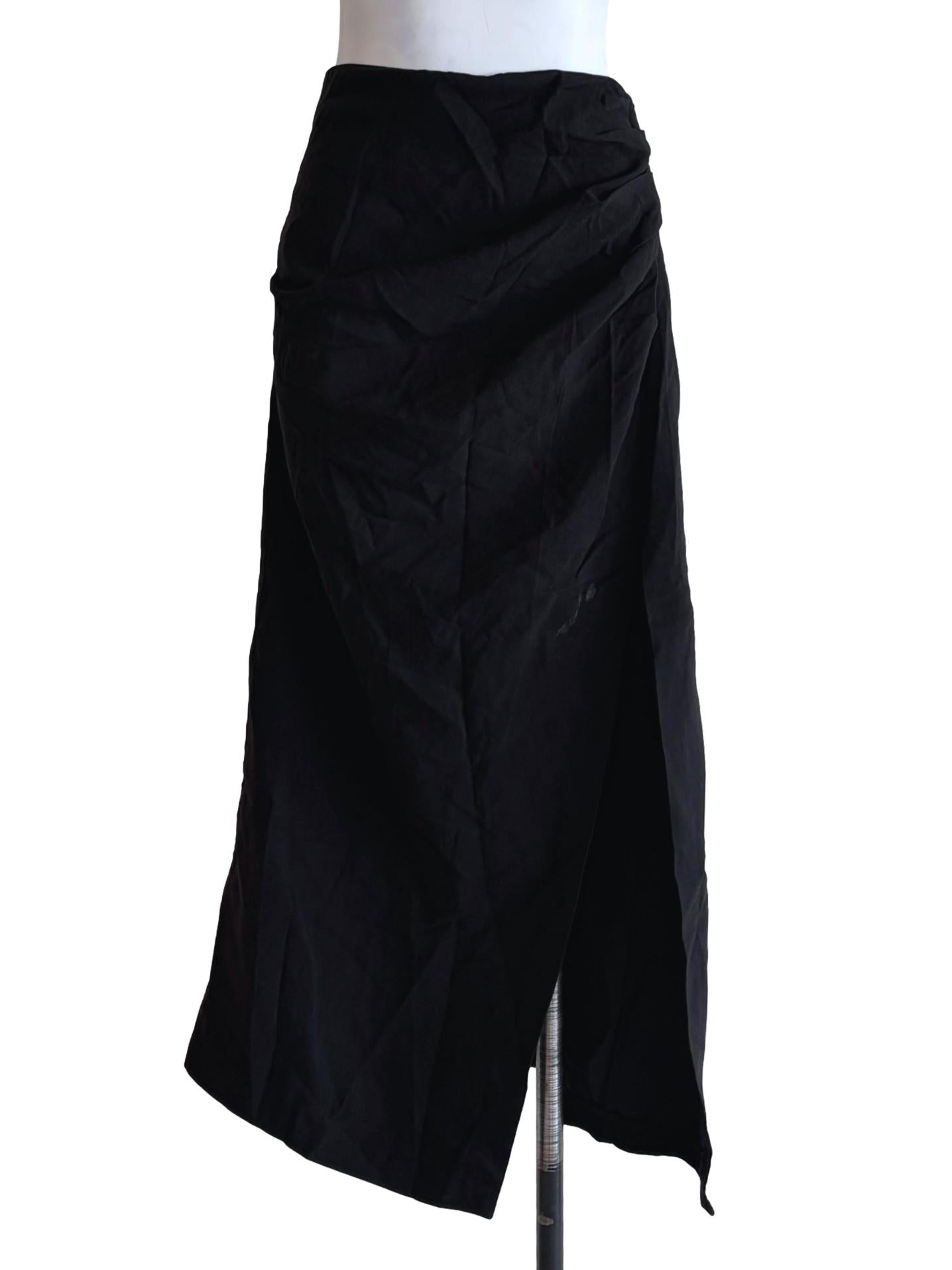 Raven Black Asymmetric Ruched Skirt