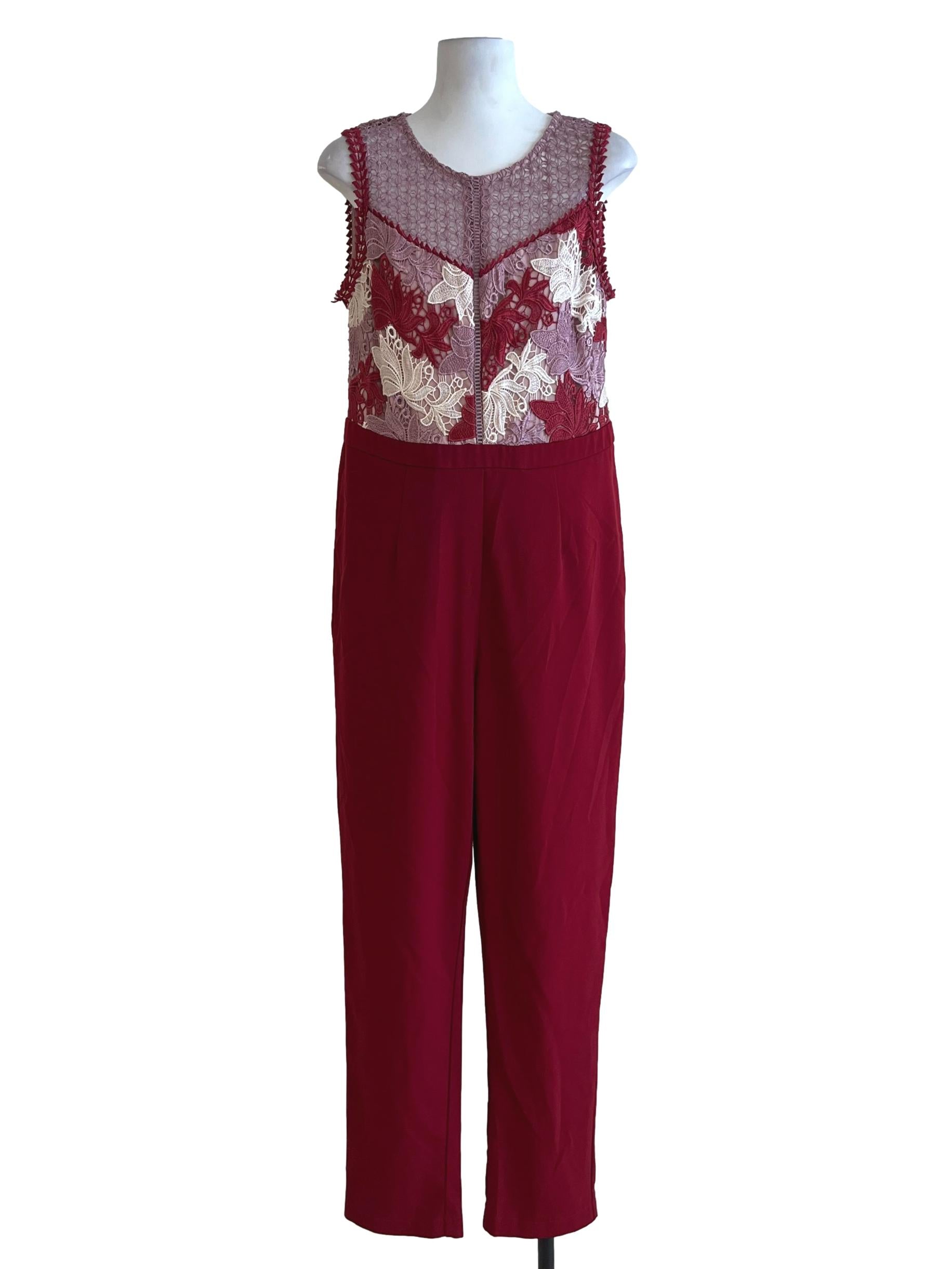 Blush Red Lace Jumpsuit
