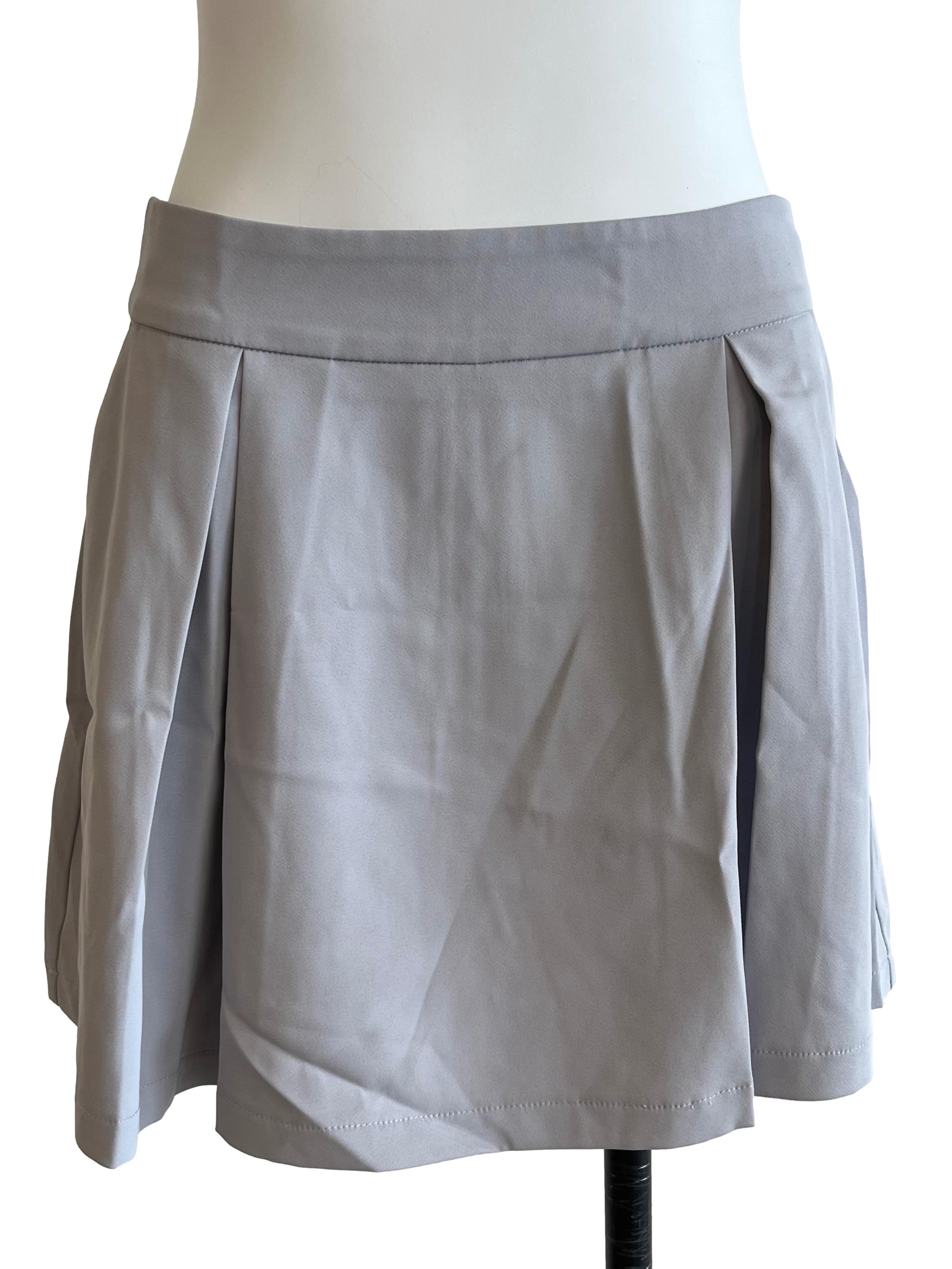 Light Blue Grey Pleated Shorts