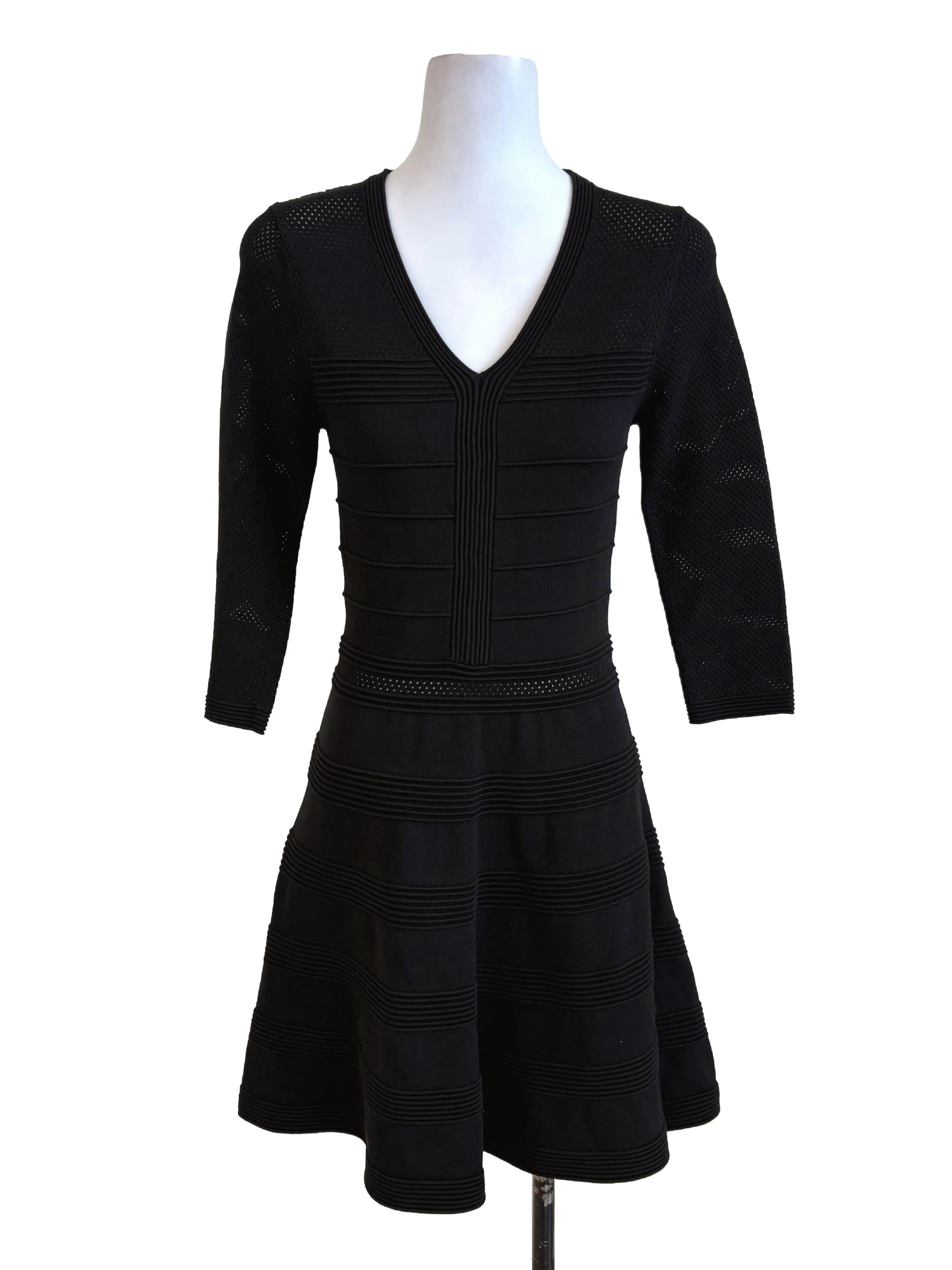Black Fitted A-Line Mini Dress