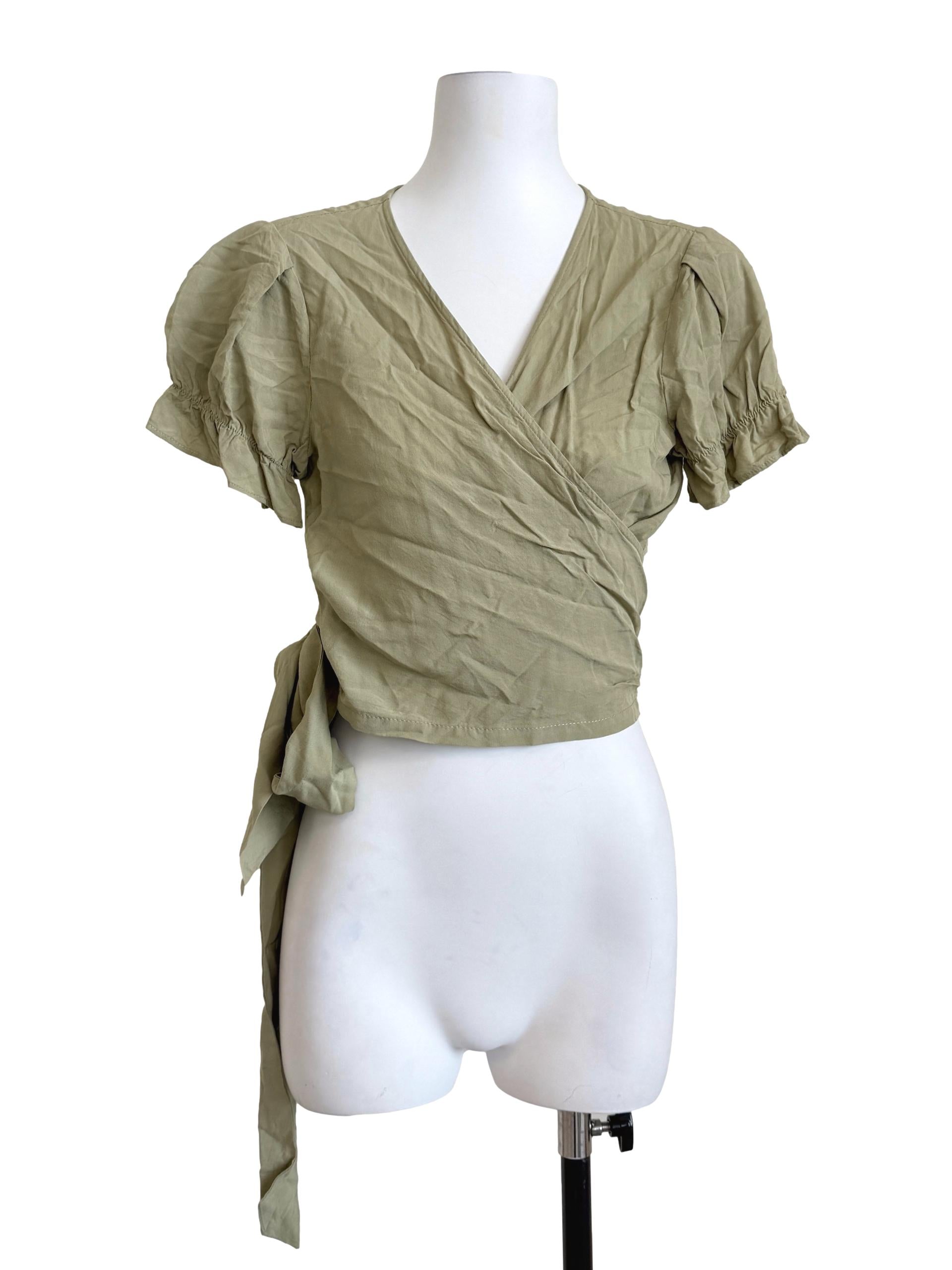 Olive Green Wrap Top