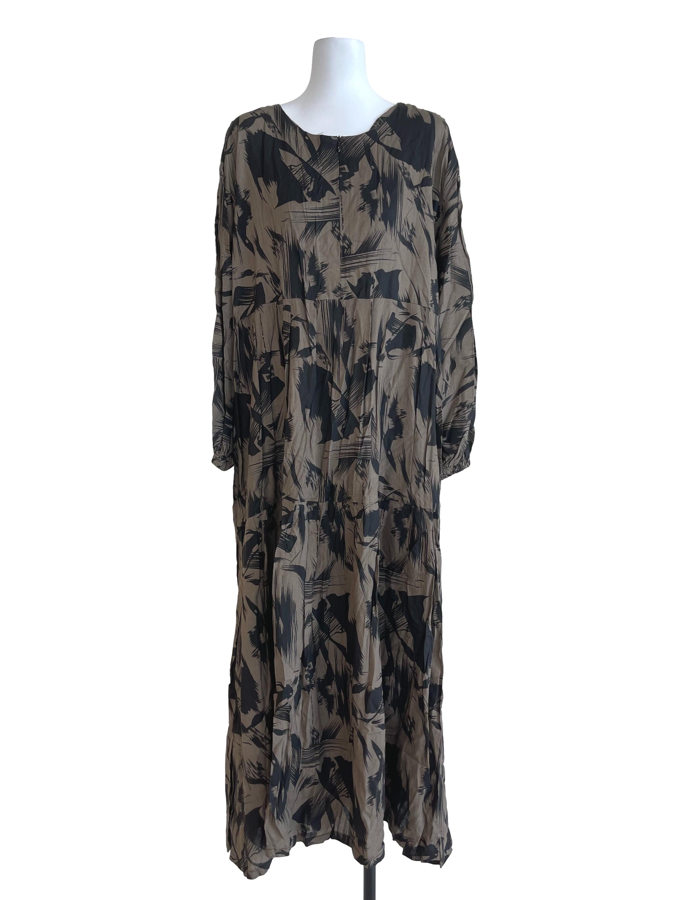 Army Green Printed Plussize Dress