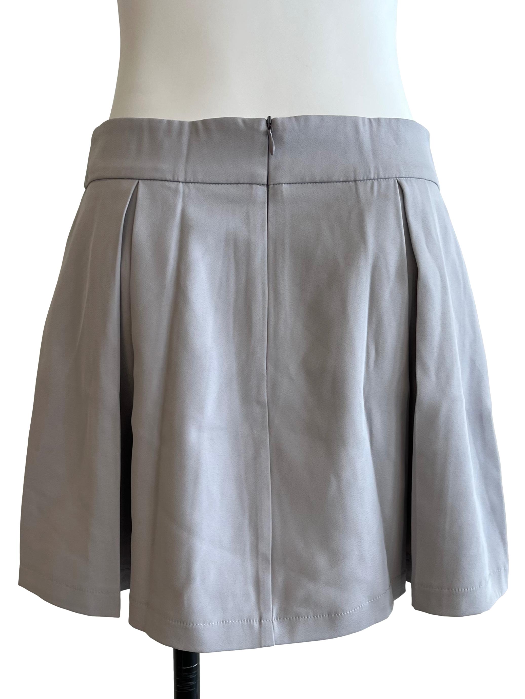 Light Blue Grey Pleated Shorts