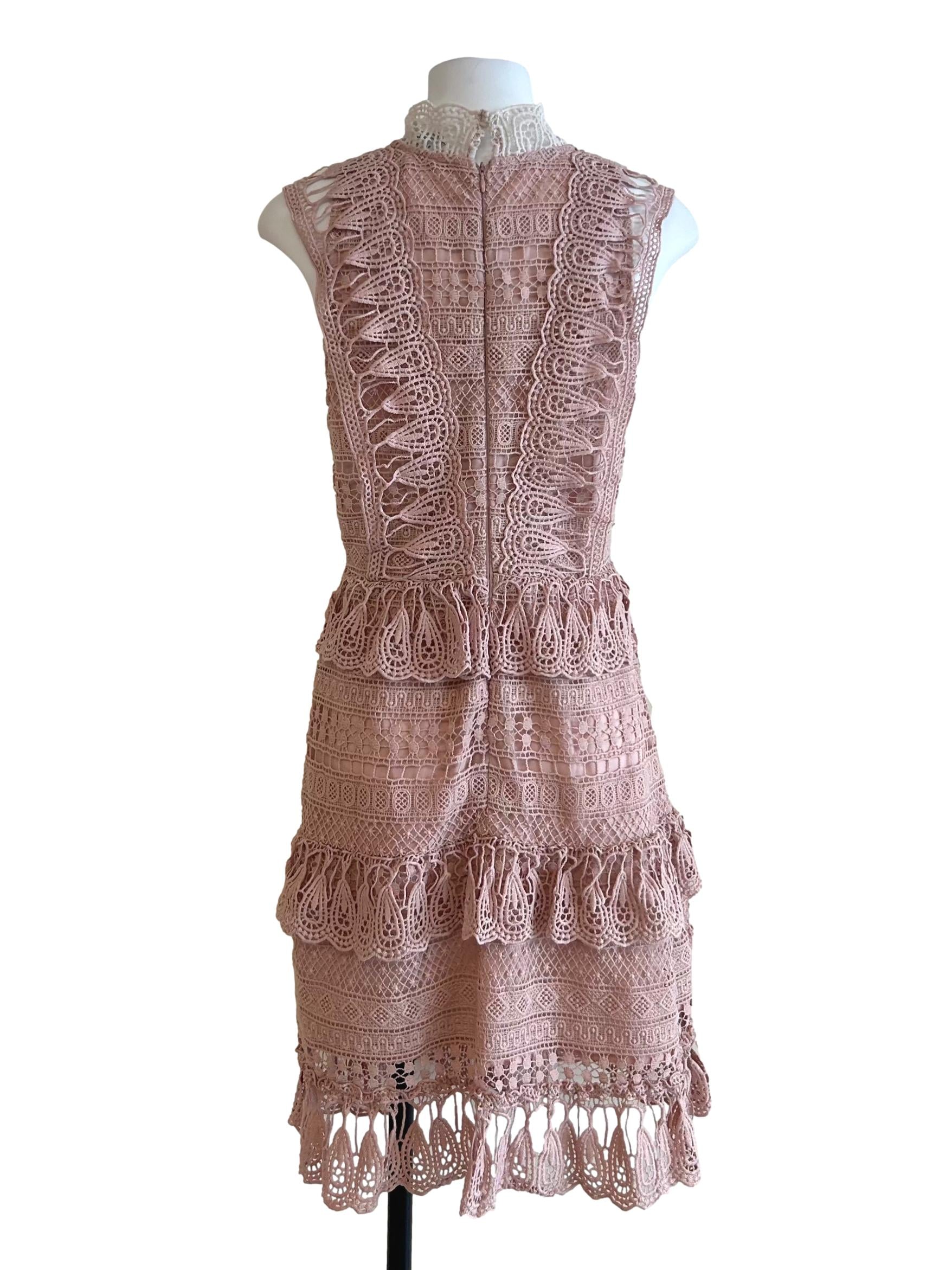 Dusty Pink Lace High Neck Dress