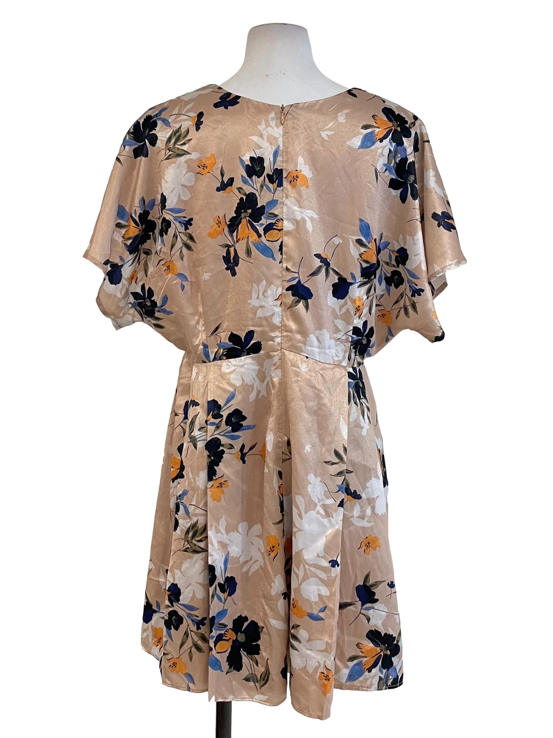 Dark Champagne Floral Satin Romper
