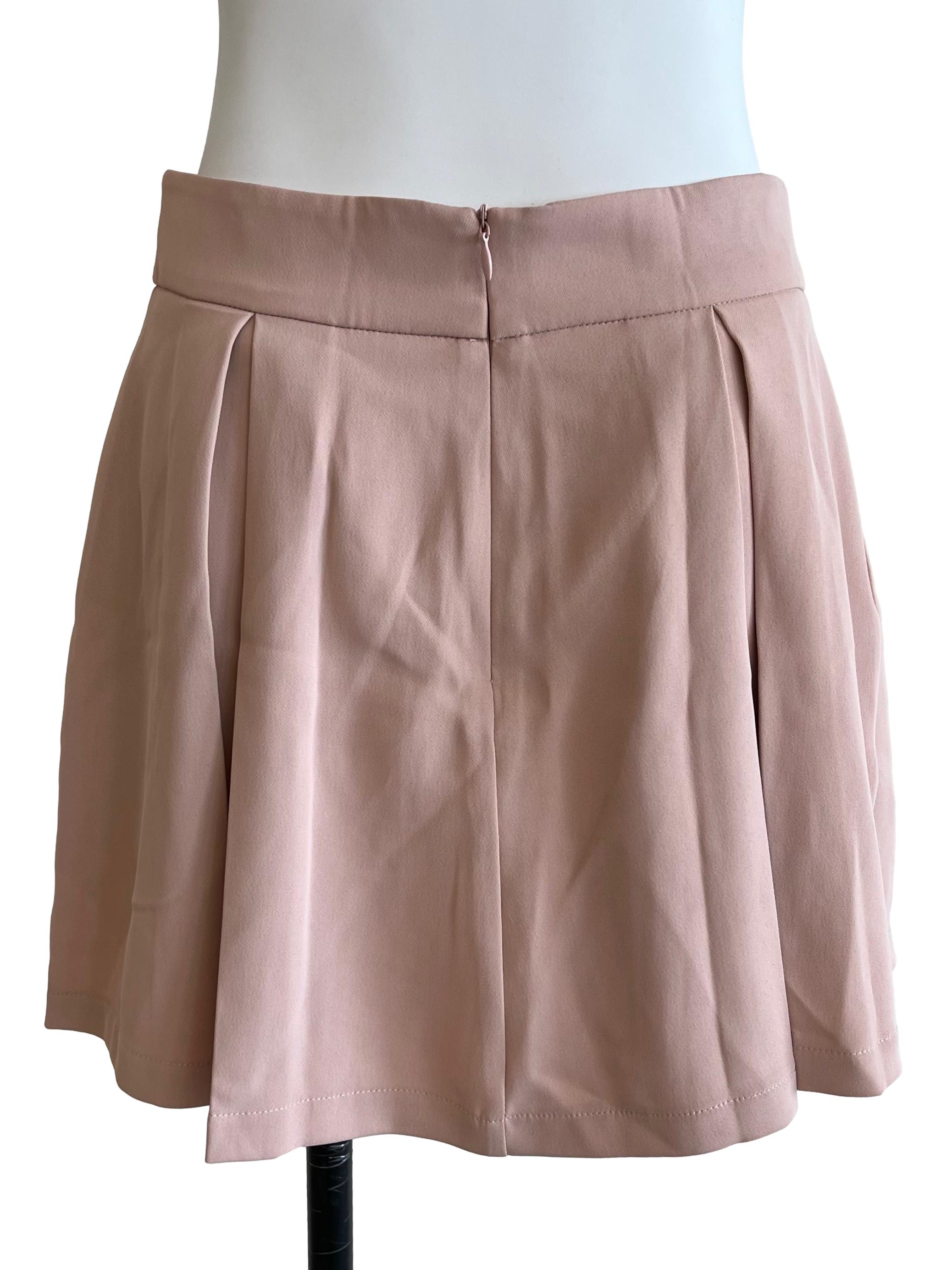 Pink Pleated Shorts