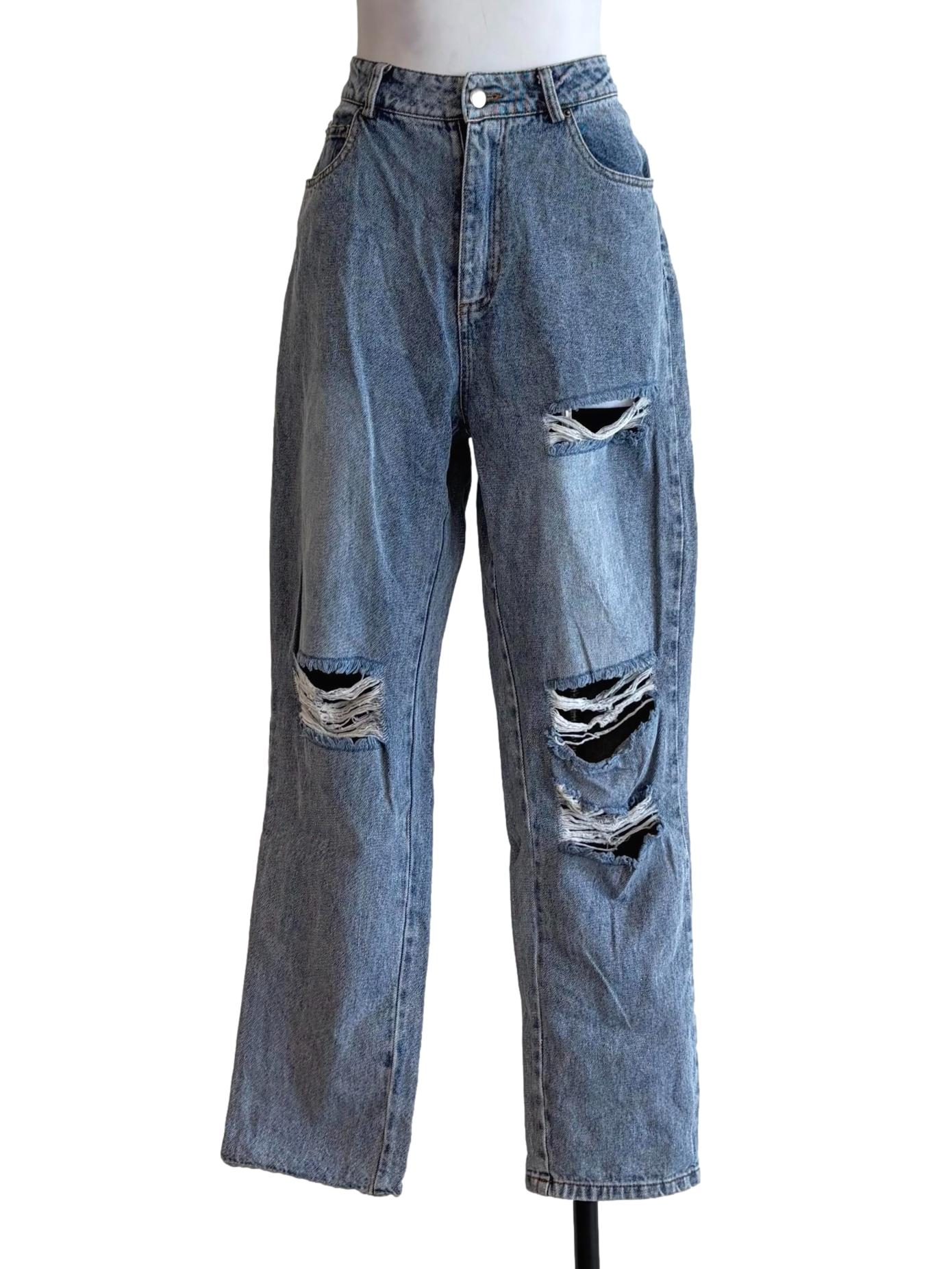 Sky Blue Skinny Ripped Jeans