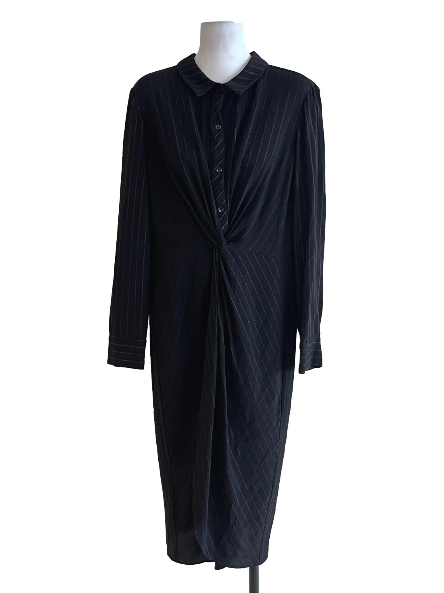 Black Wing Collar Empire Dress