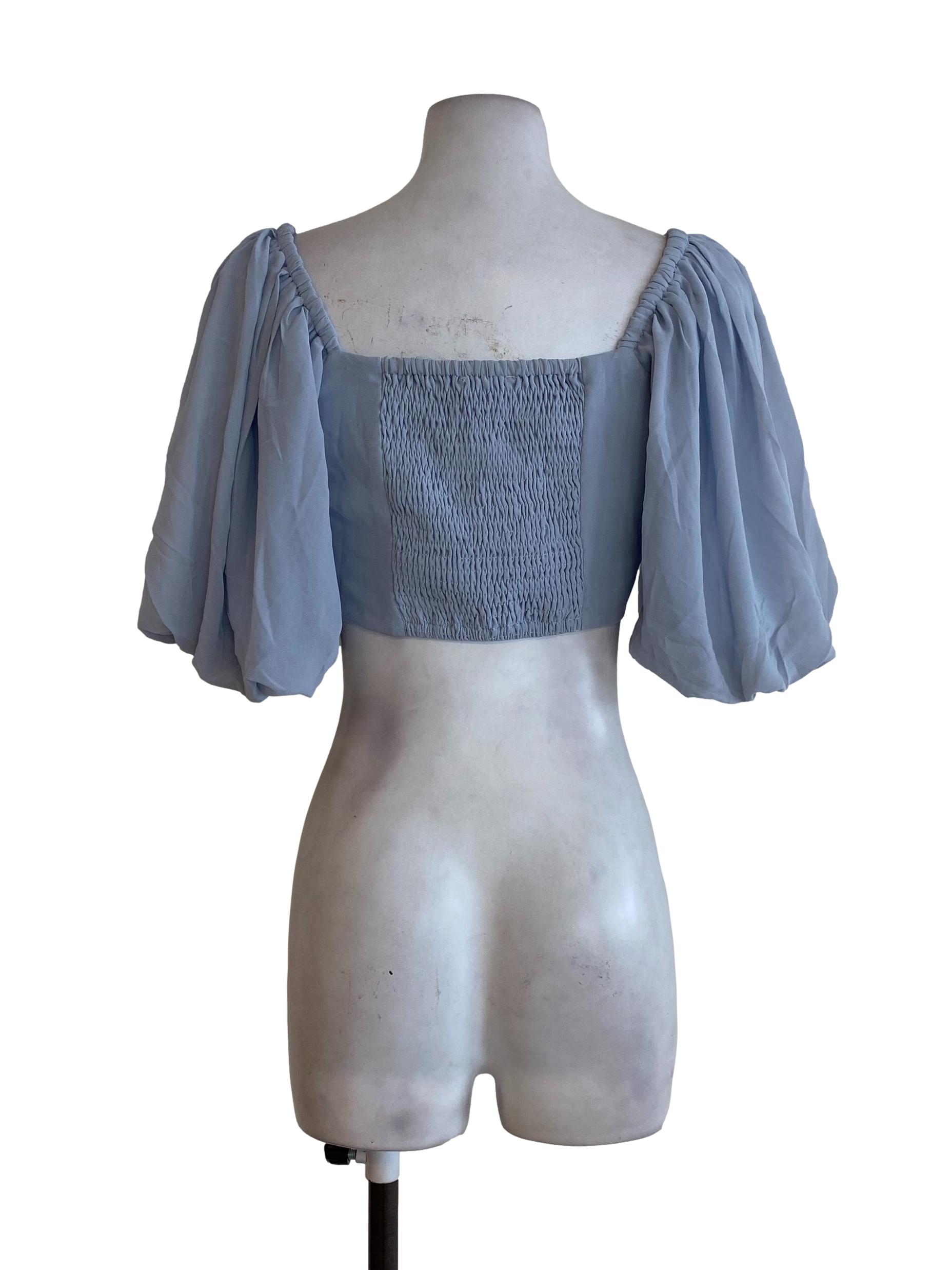 Blue Pleated Top