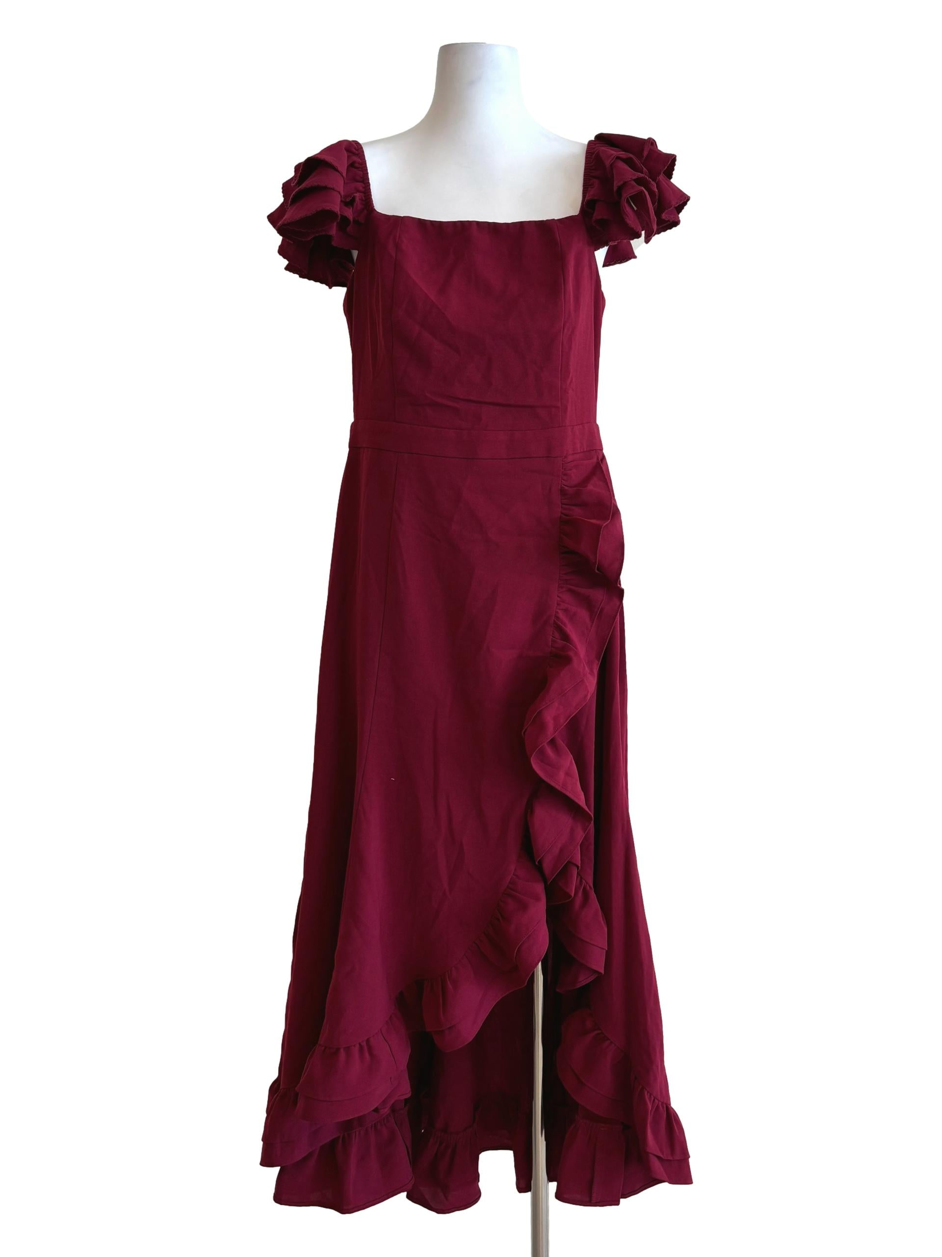 Cherry Red Sleeveless Ruffle Dress TCL