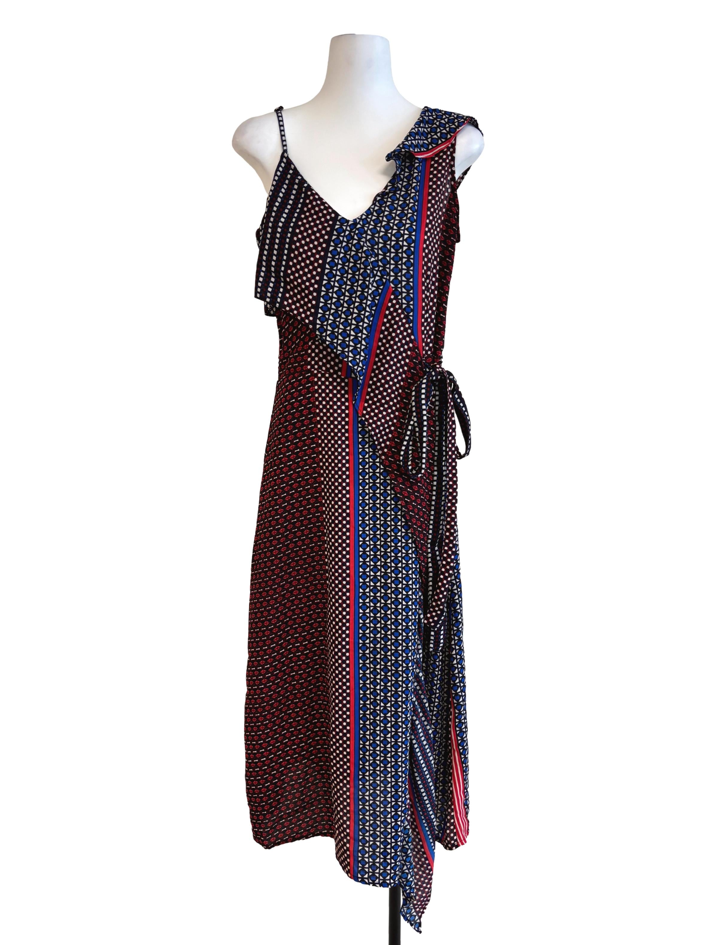 Maroon Mix Patterned A-Line Dress
