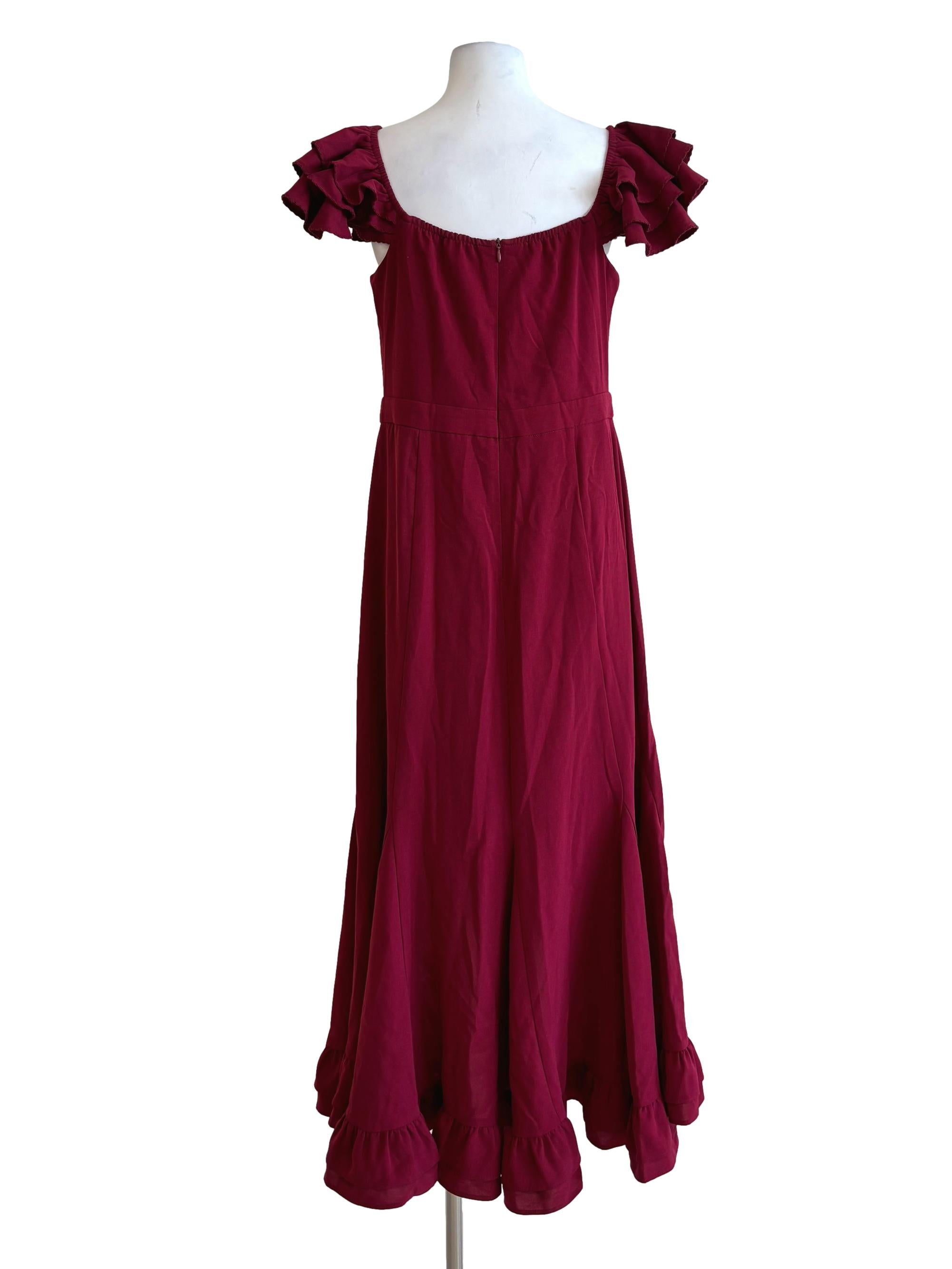 Cherry Red Sleeveless Ruffle Dress TCL