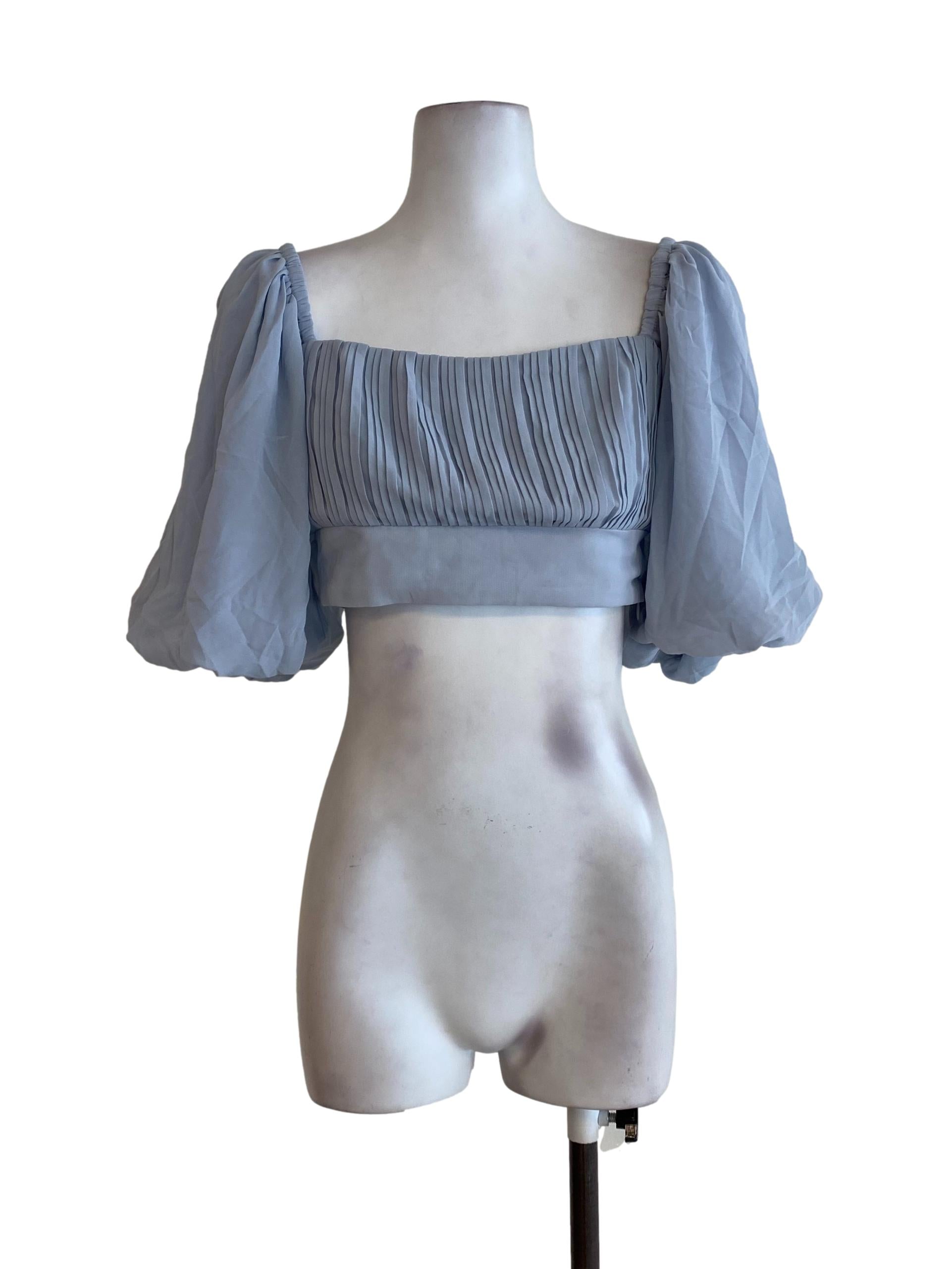 Blue Pleated Top