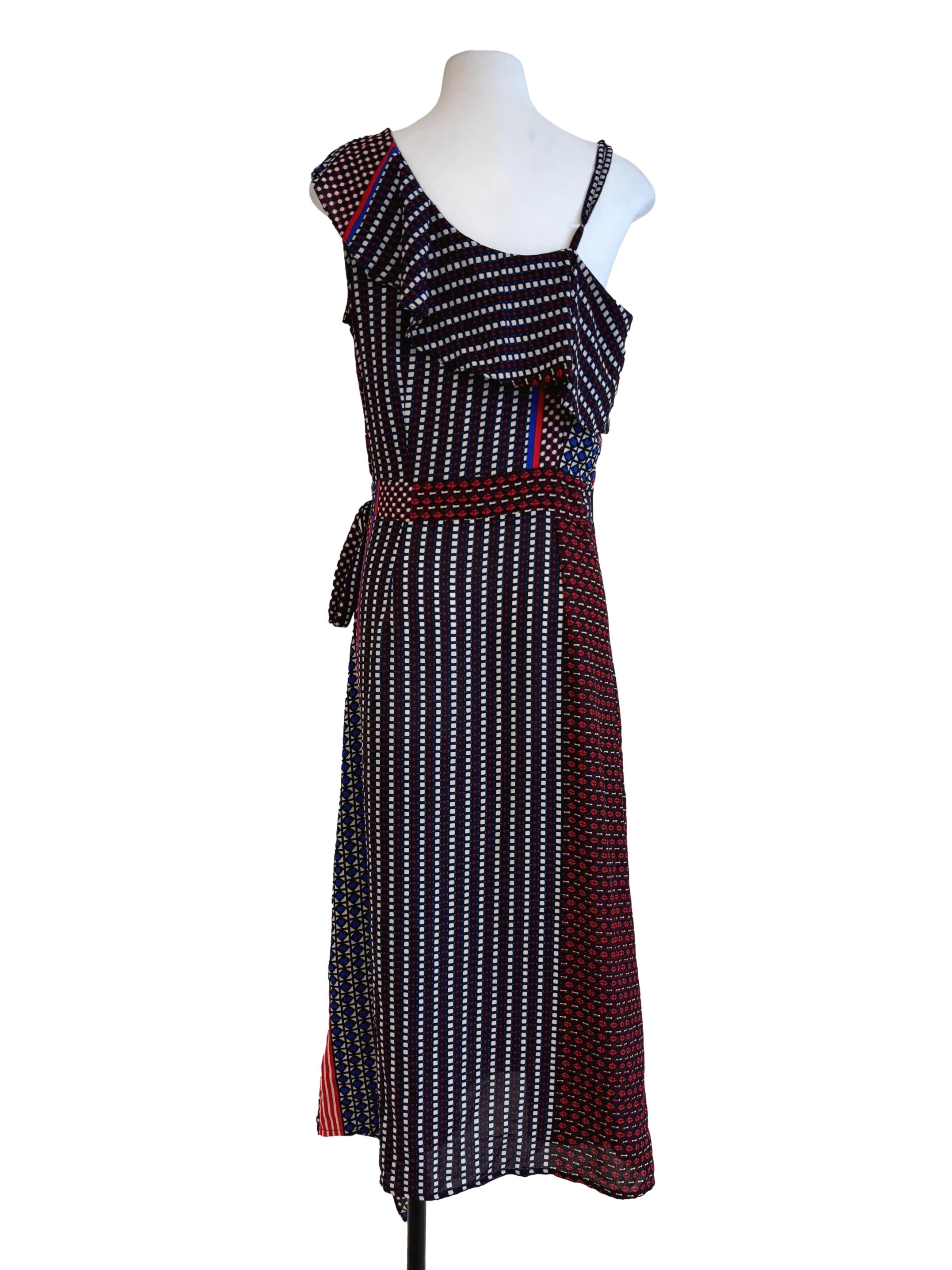 Maroon Mix Patterned A-Line Dress