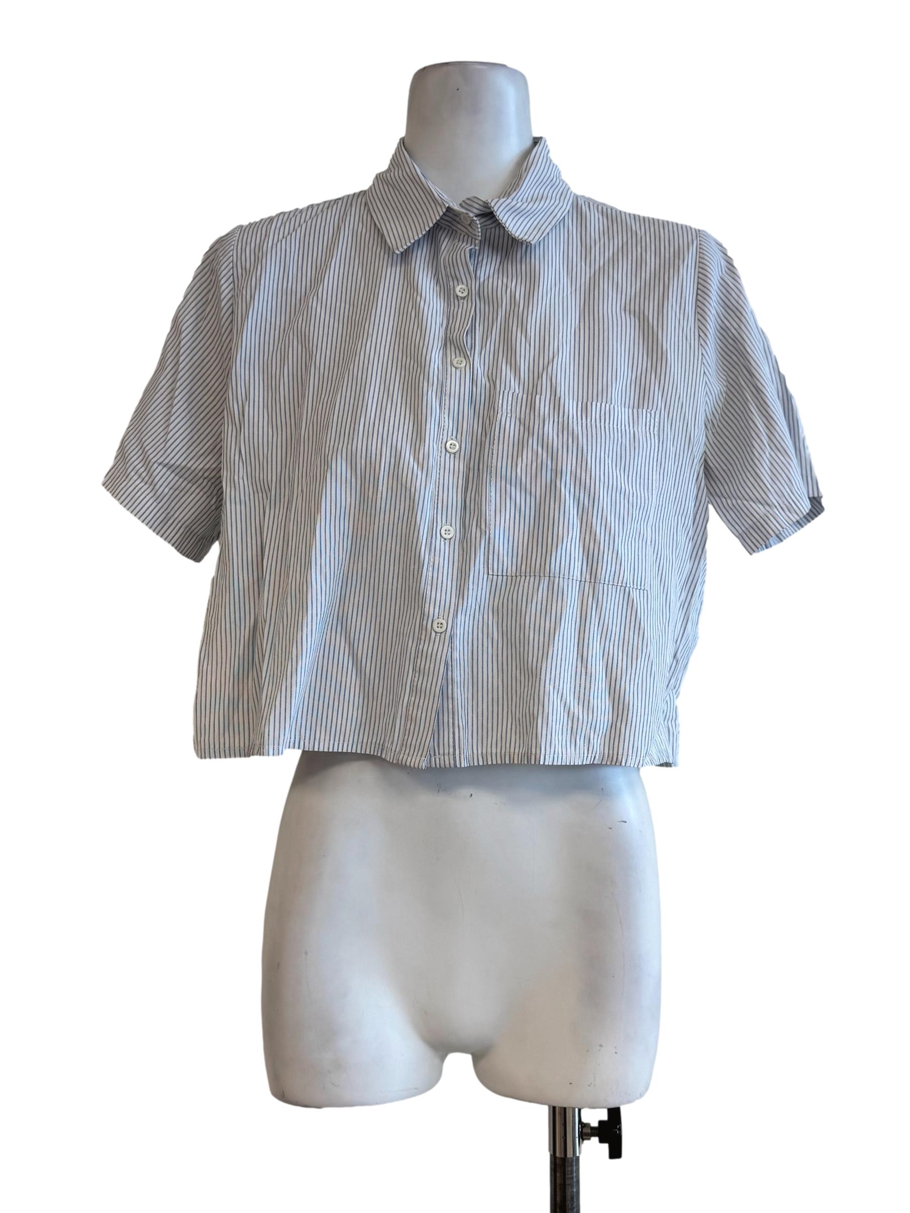 Blue Striped Boxy Shirt TEM
