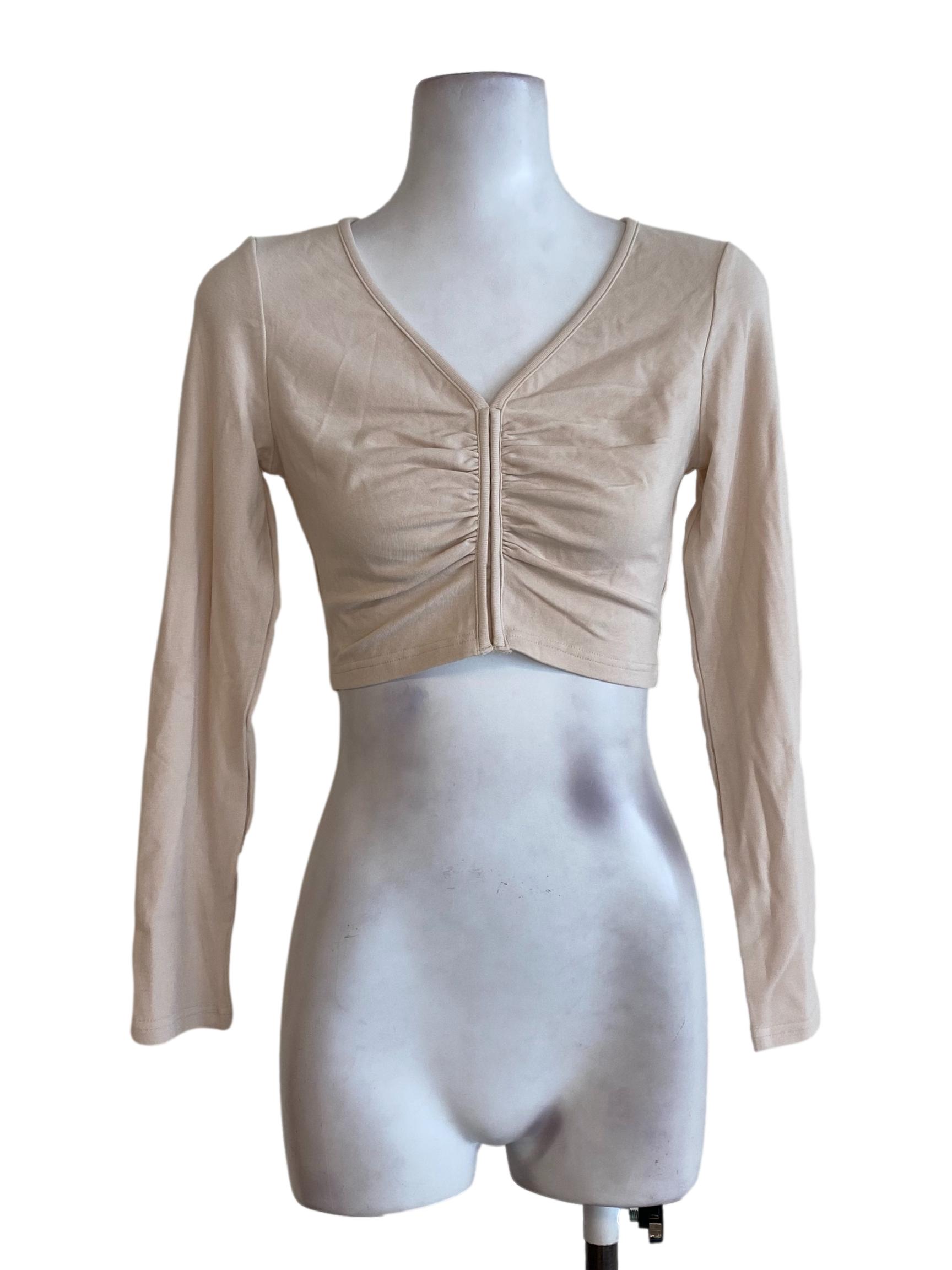 Beige V Neck Top