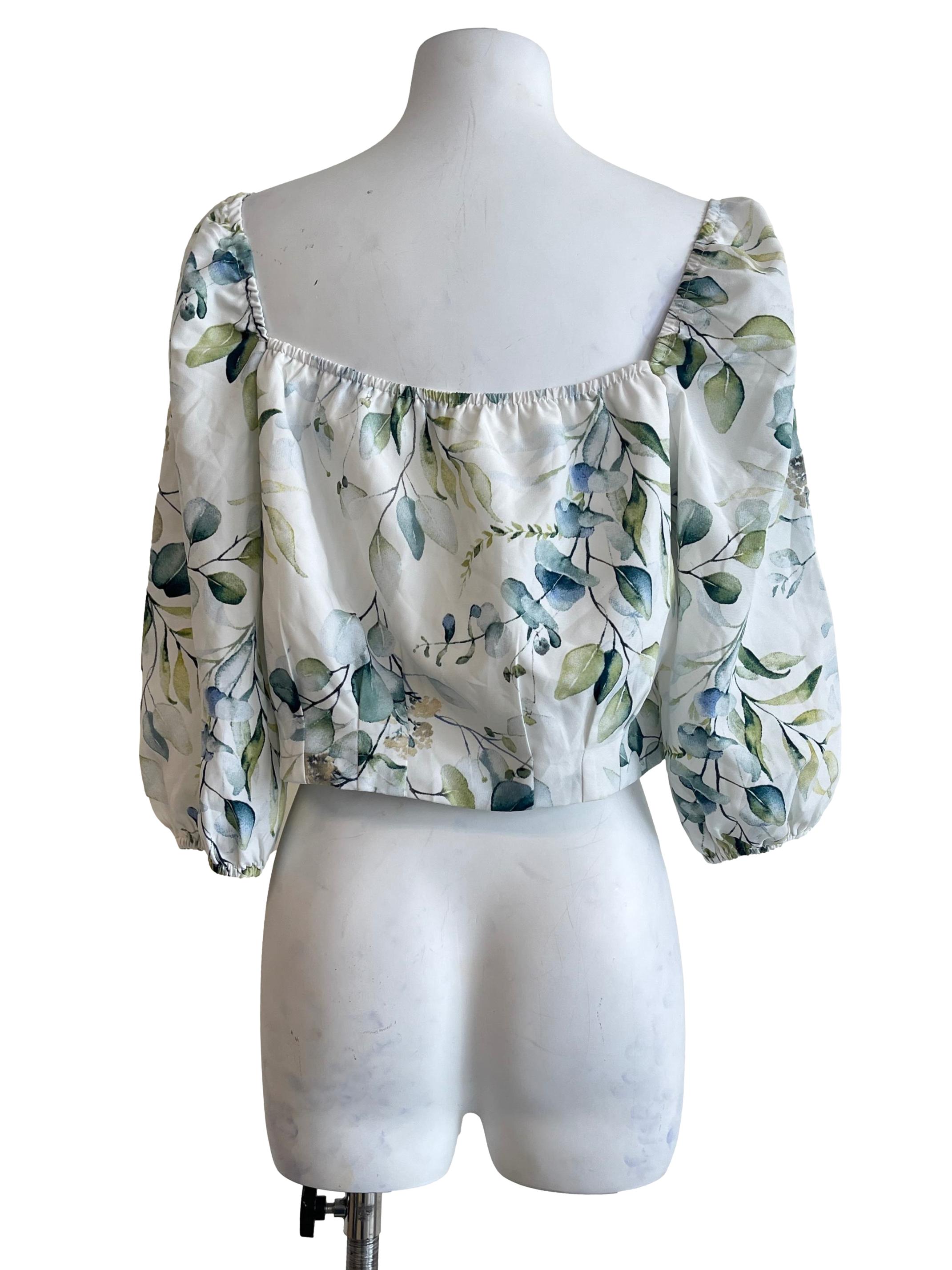 Pearl White Straight Across Long Puff Sleeve Top TTR