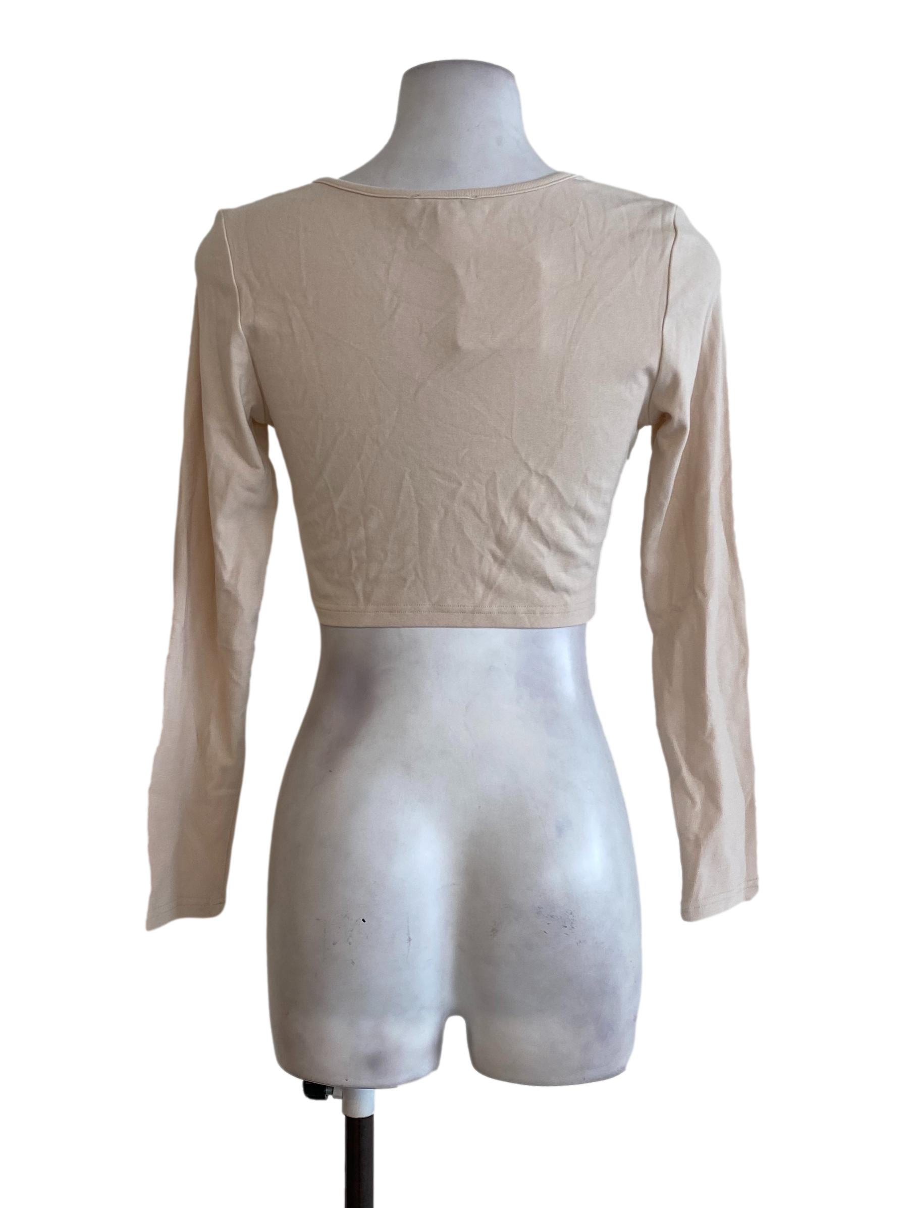 Beige V Neck Top