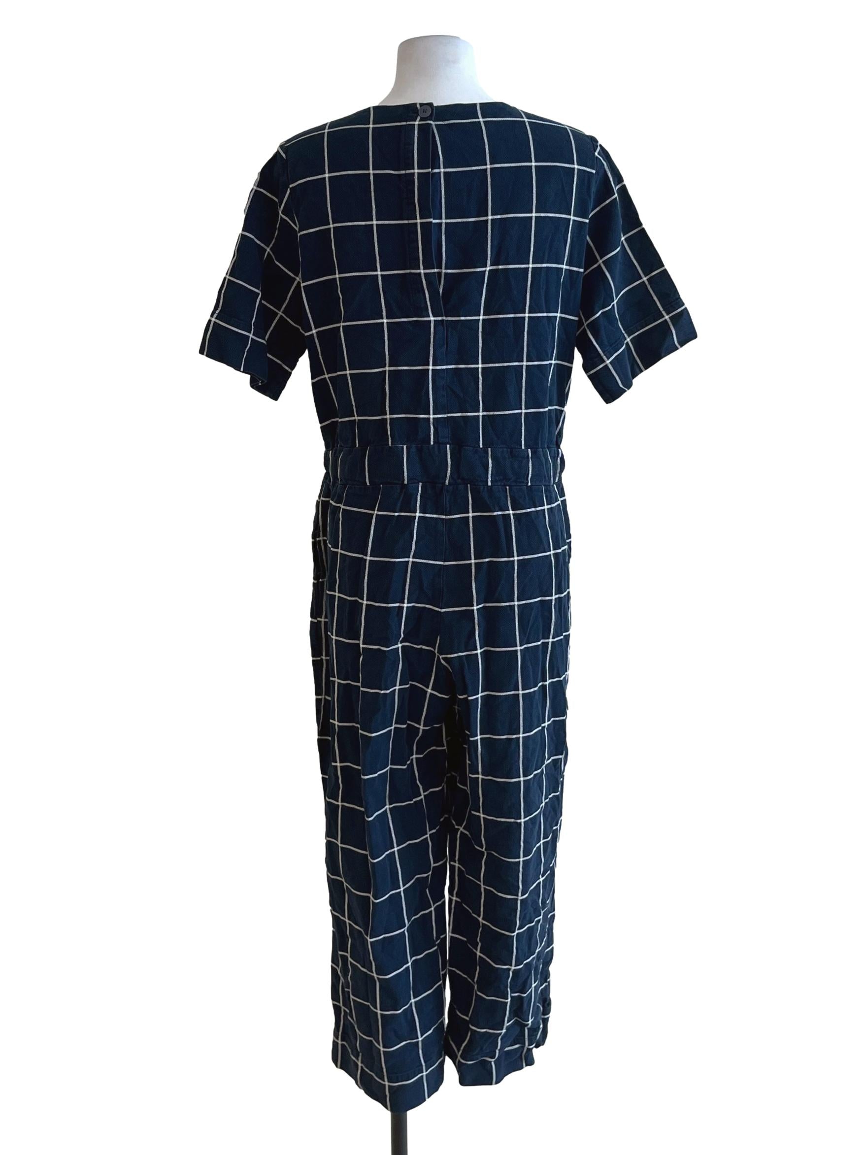 Navy Blue Checks Jumpsuit