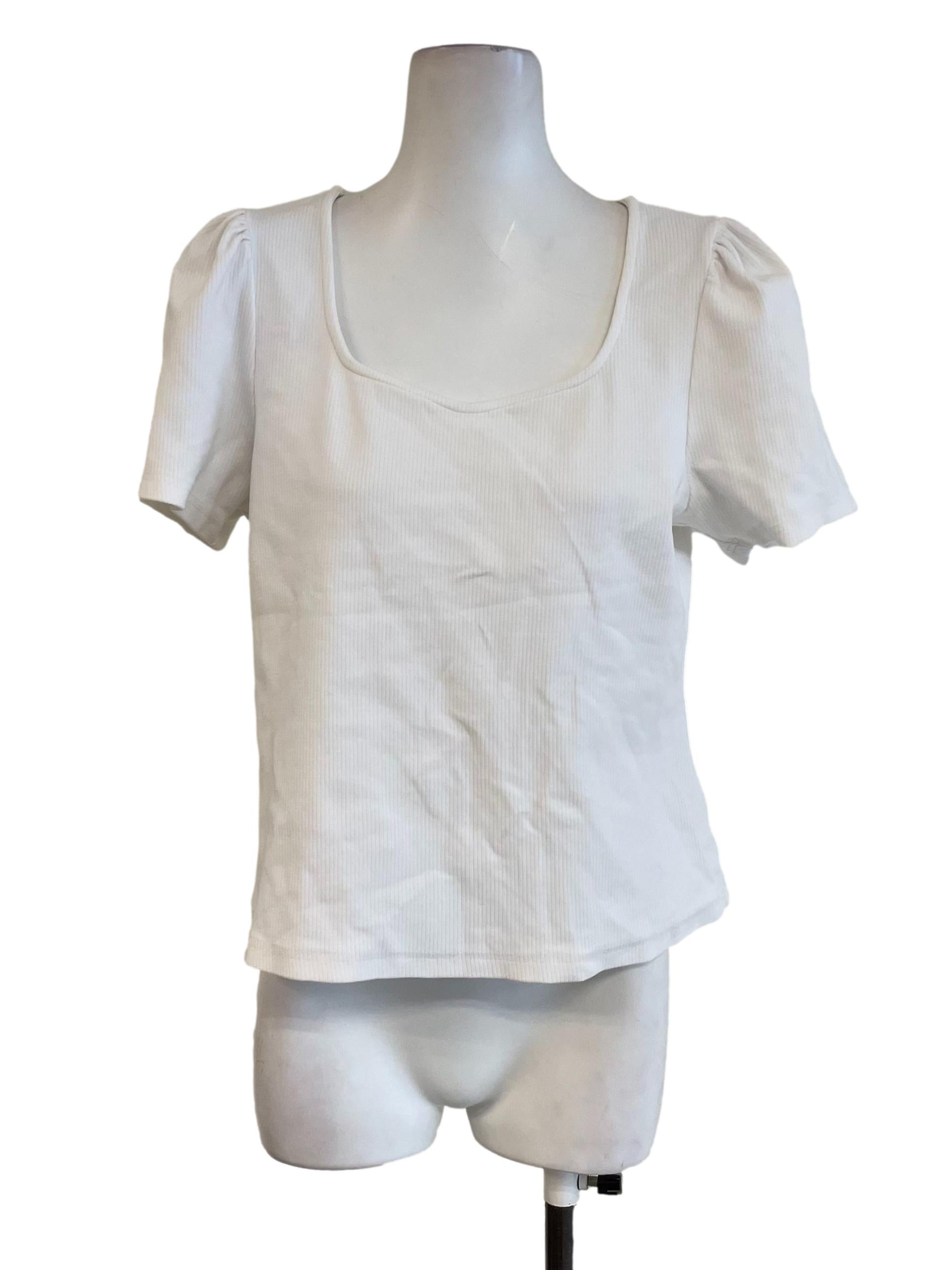 White Square Neck Top