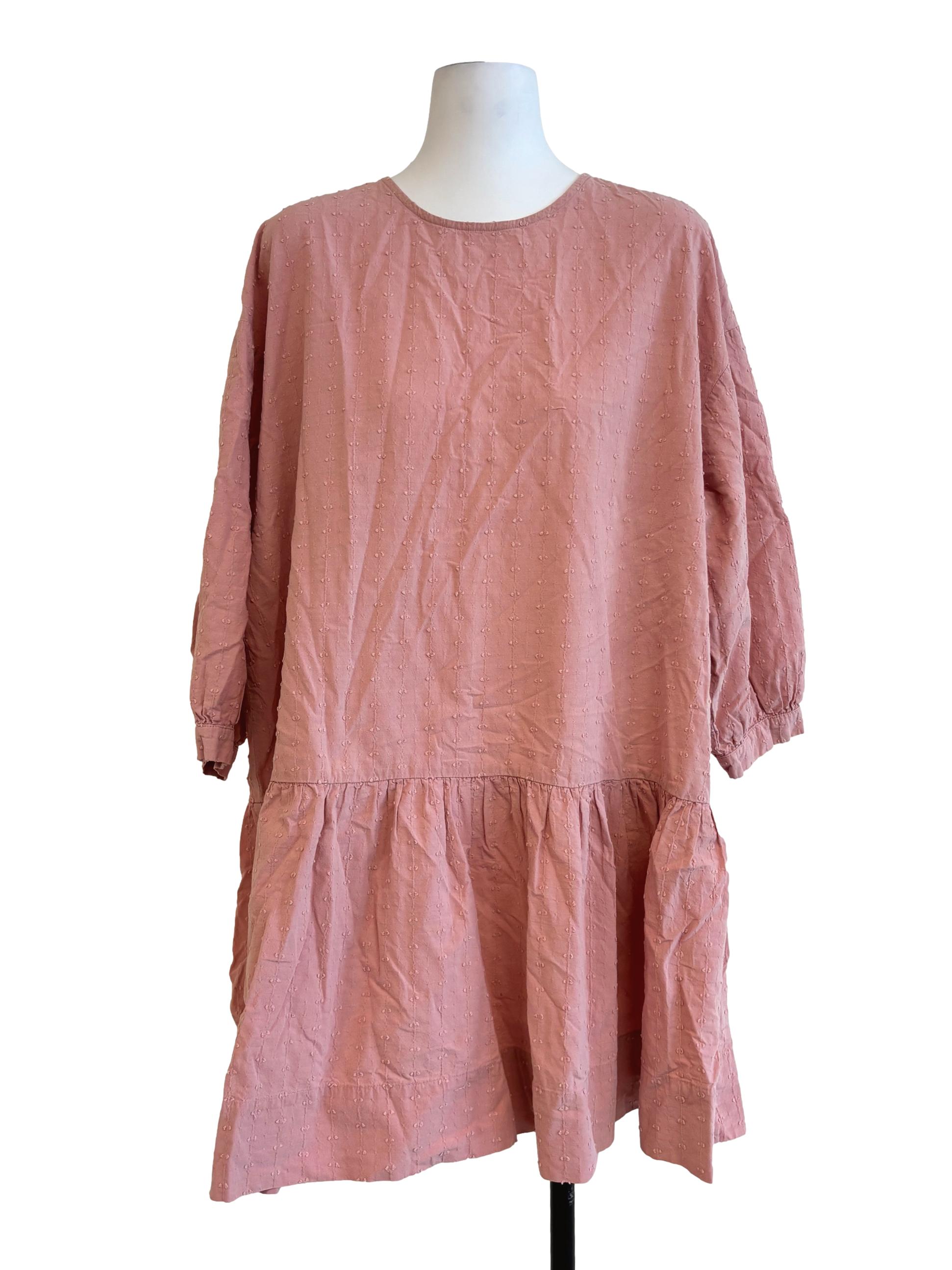Salmon Pink Drop Waist Shift Dress
