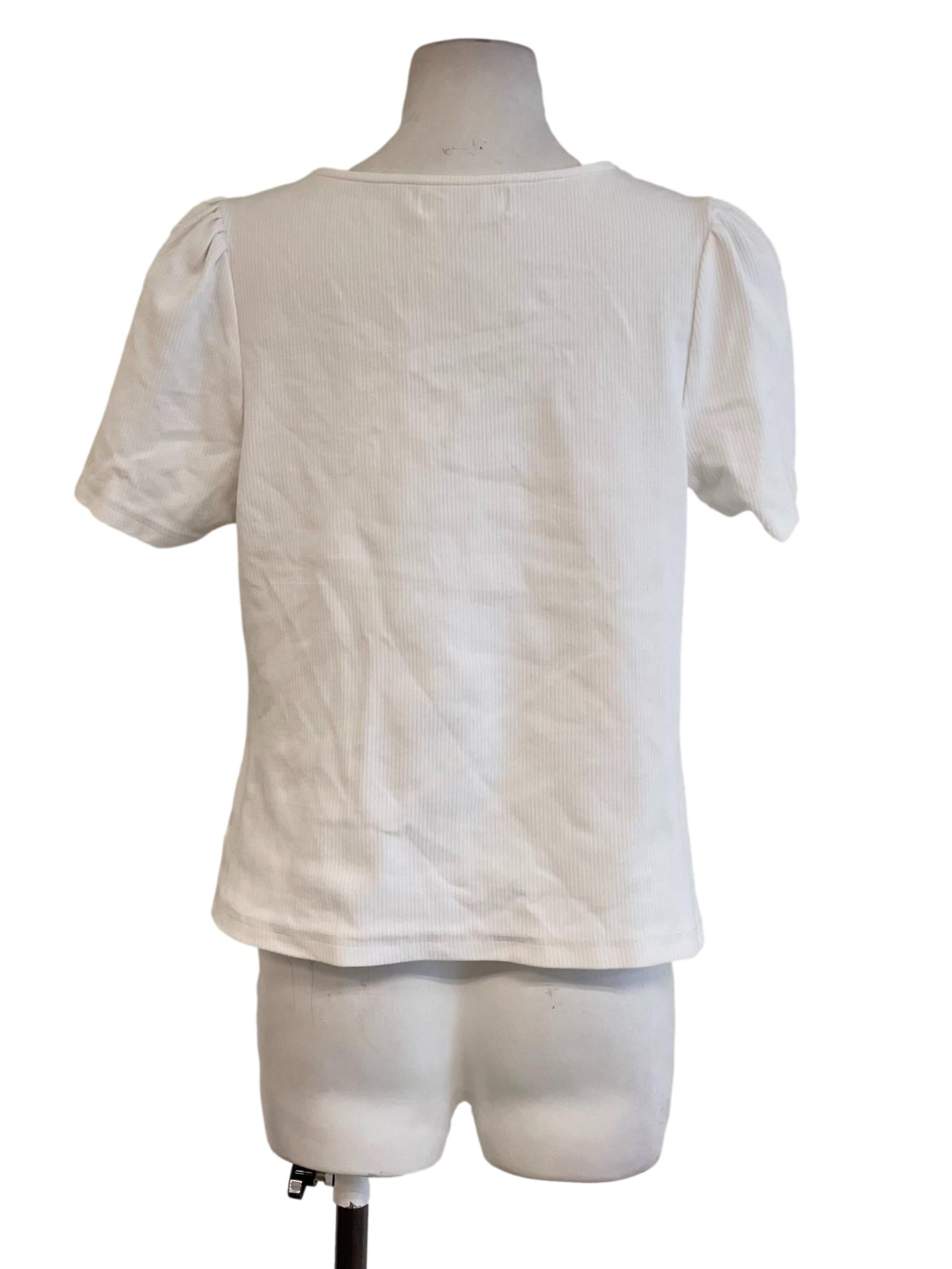 White Square Neck Top