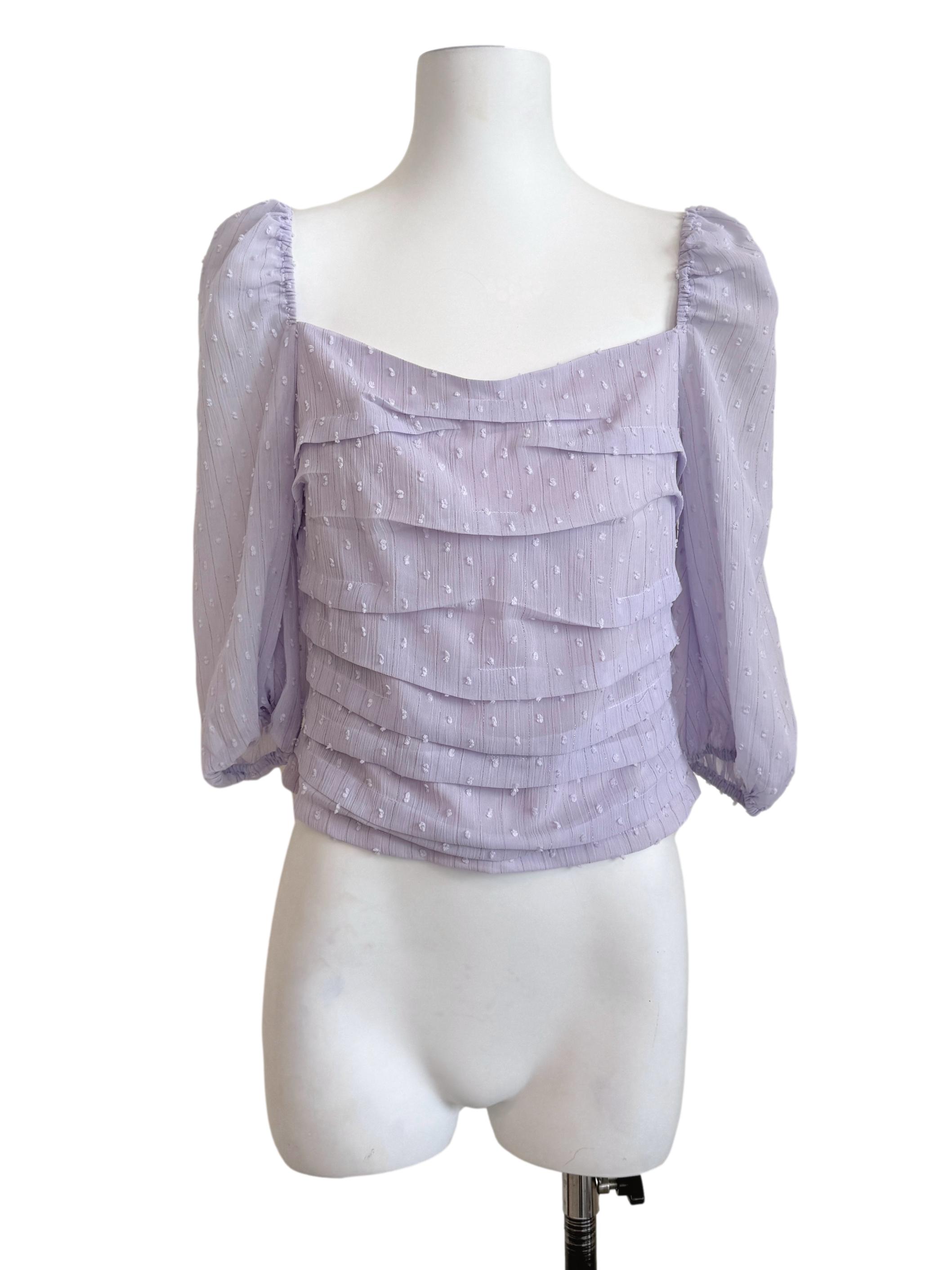 Periwinkle Purple Puff Sleeves Top