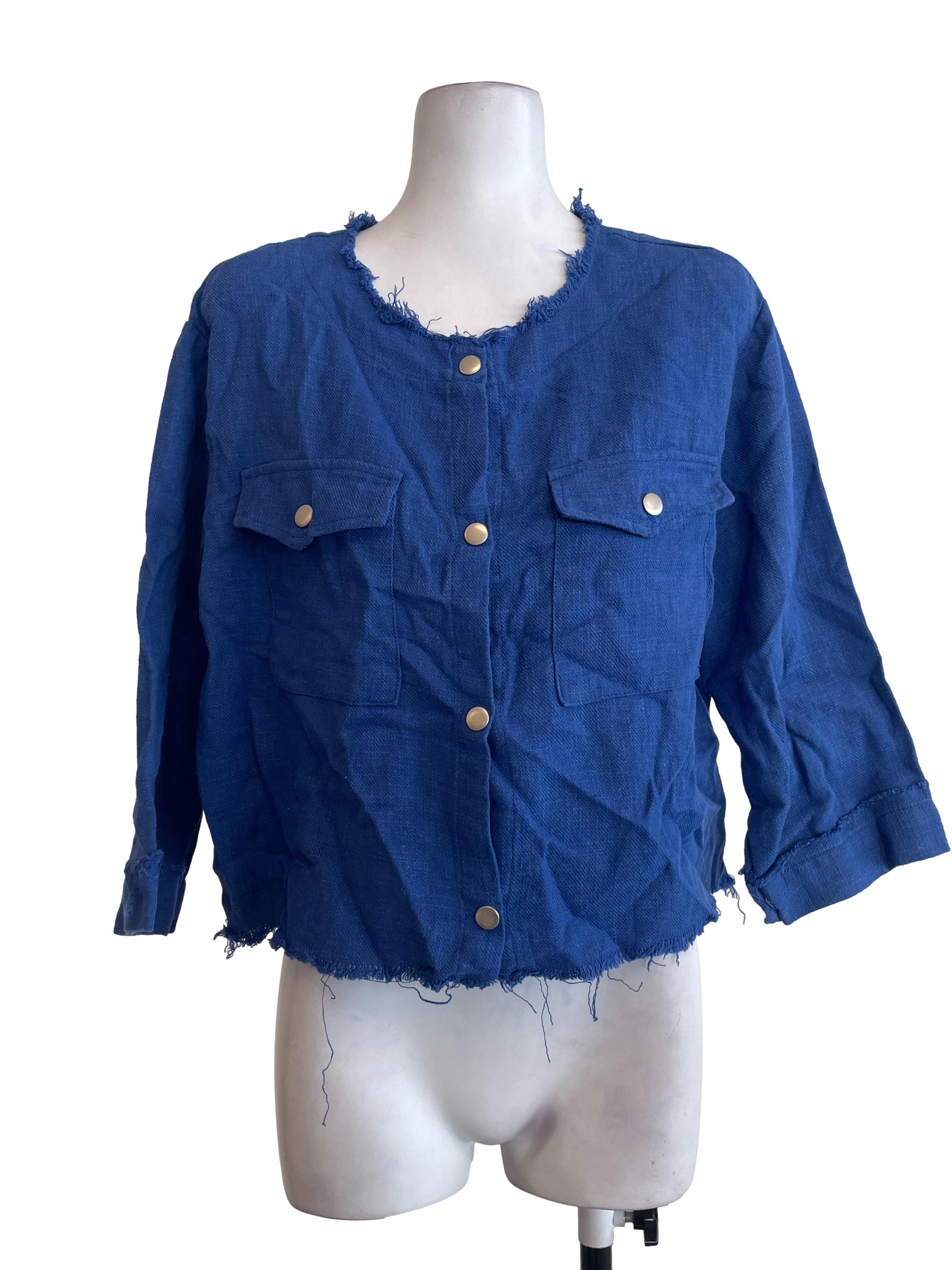 Cobalt Blue Knited Bust Pockets Top