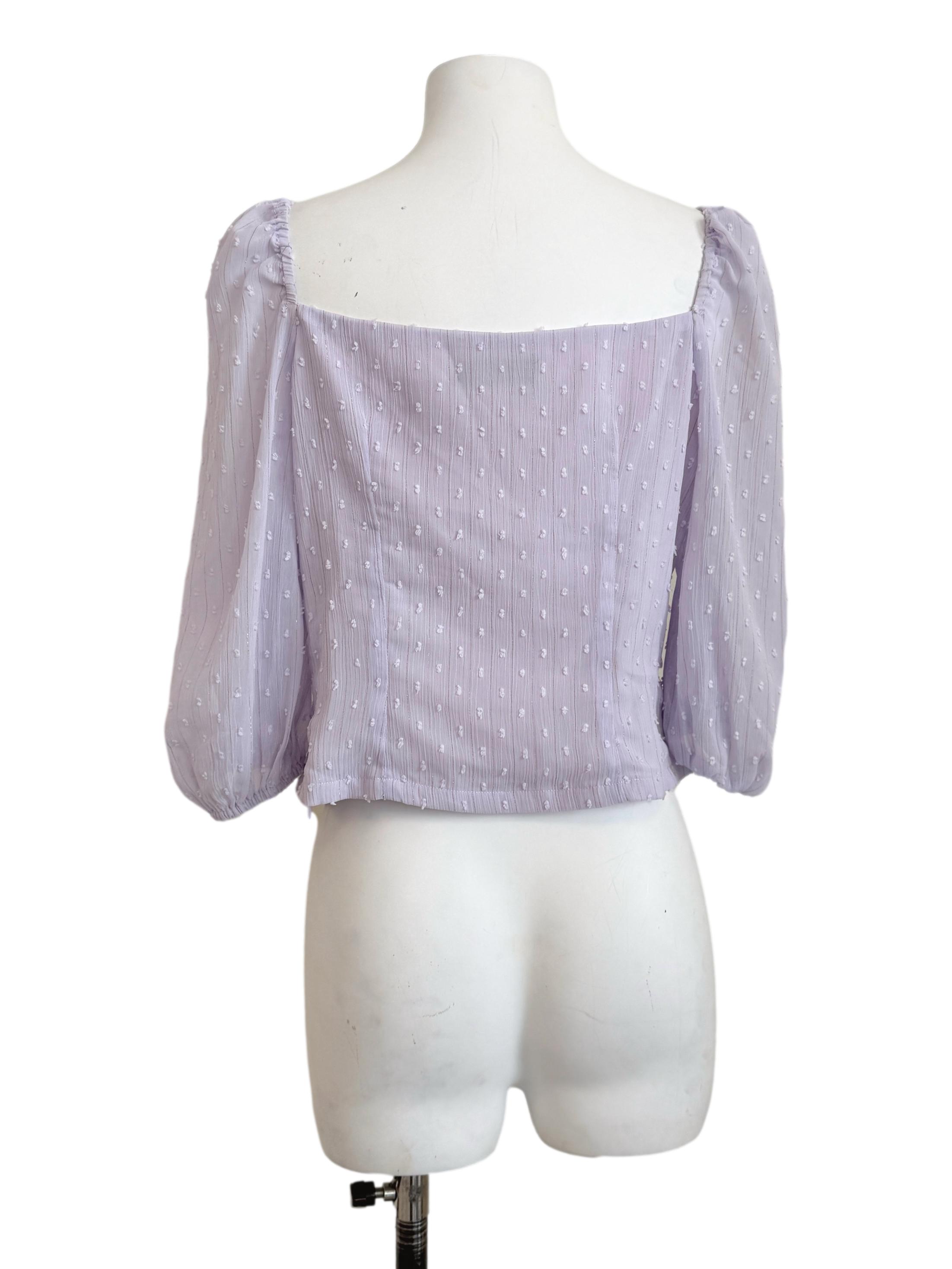 Periwinkle Purple Puff Sleeves Top