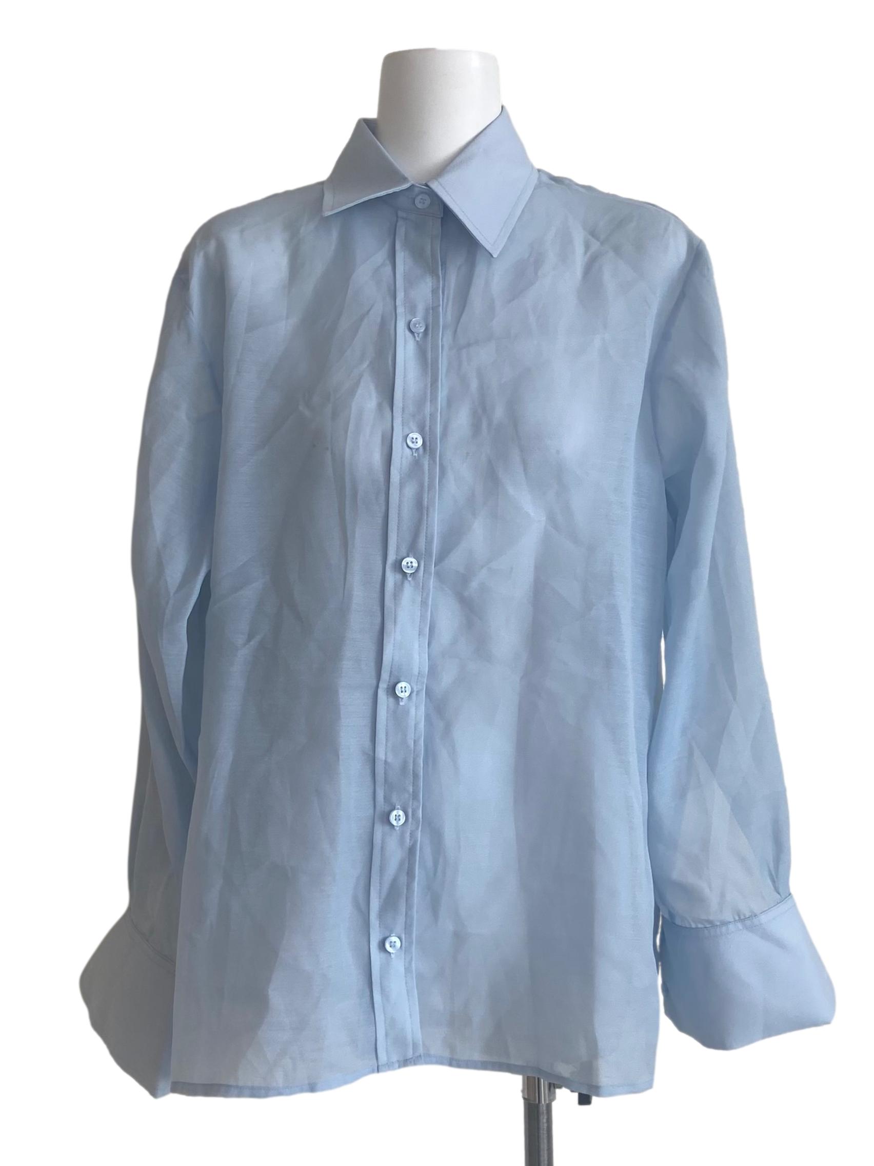 Sky Blue Button Down Shirt Blouse