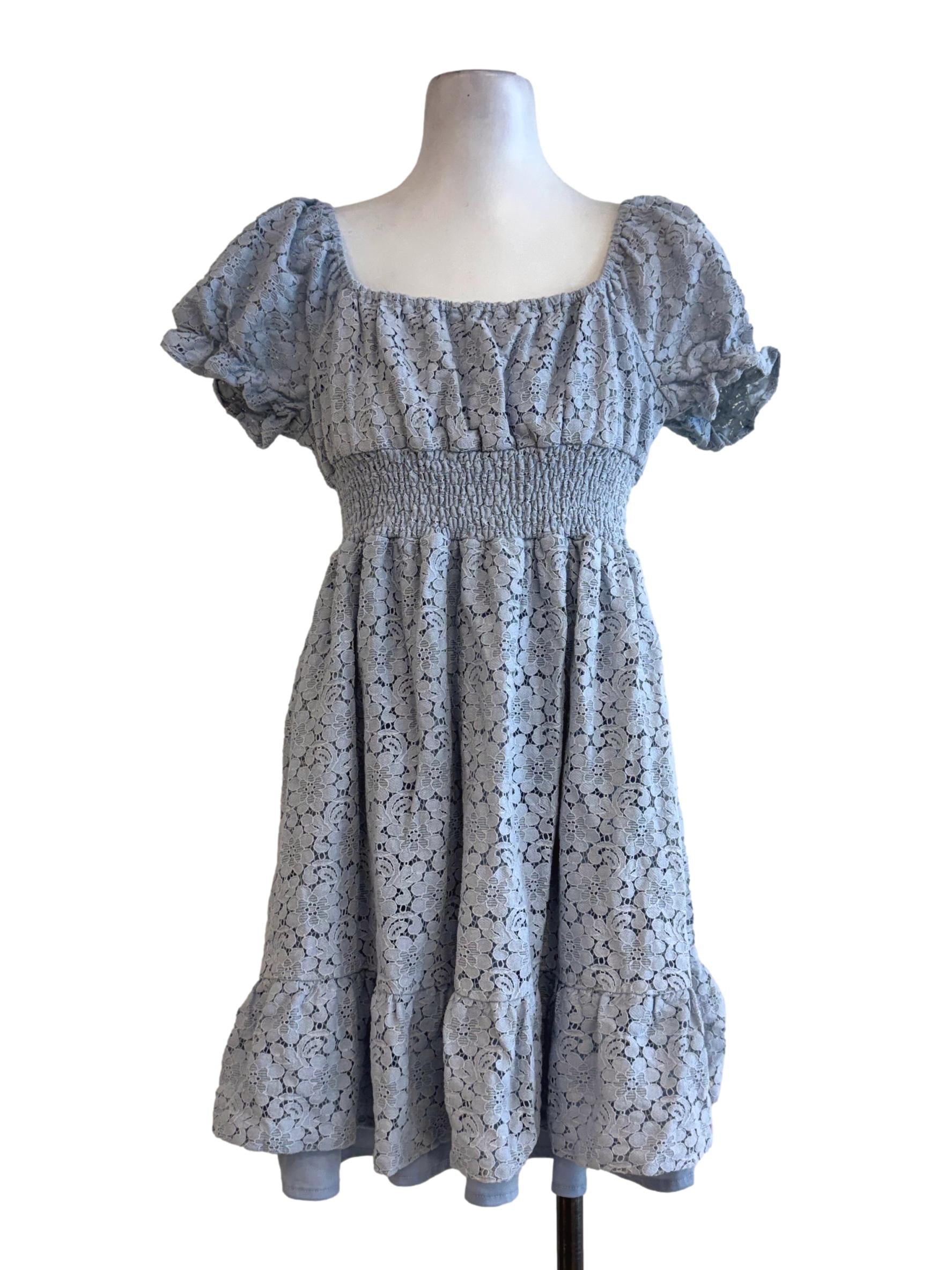 Cloud Blue Lace A-Line Dress