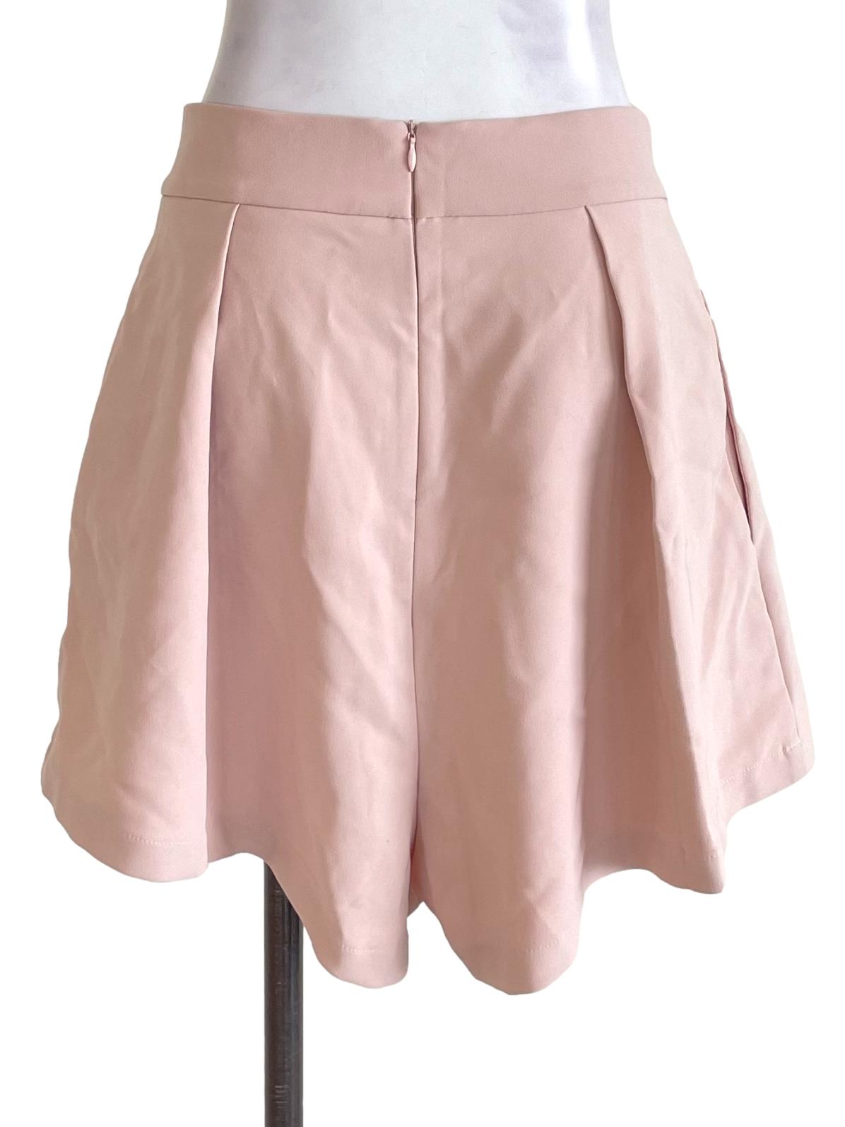 Nude Pleated A-Line Shorts