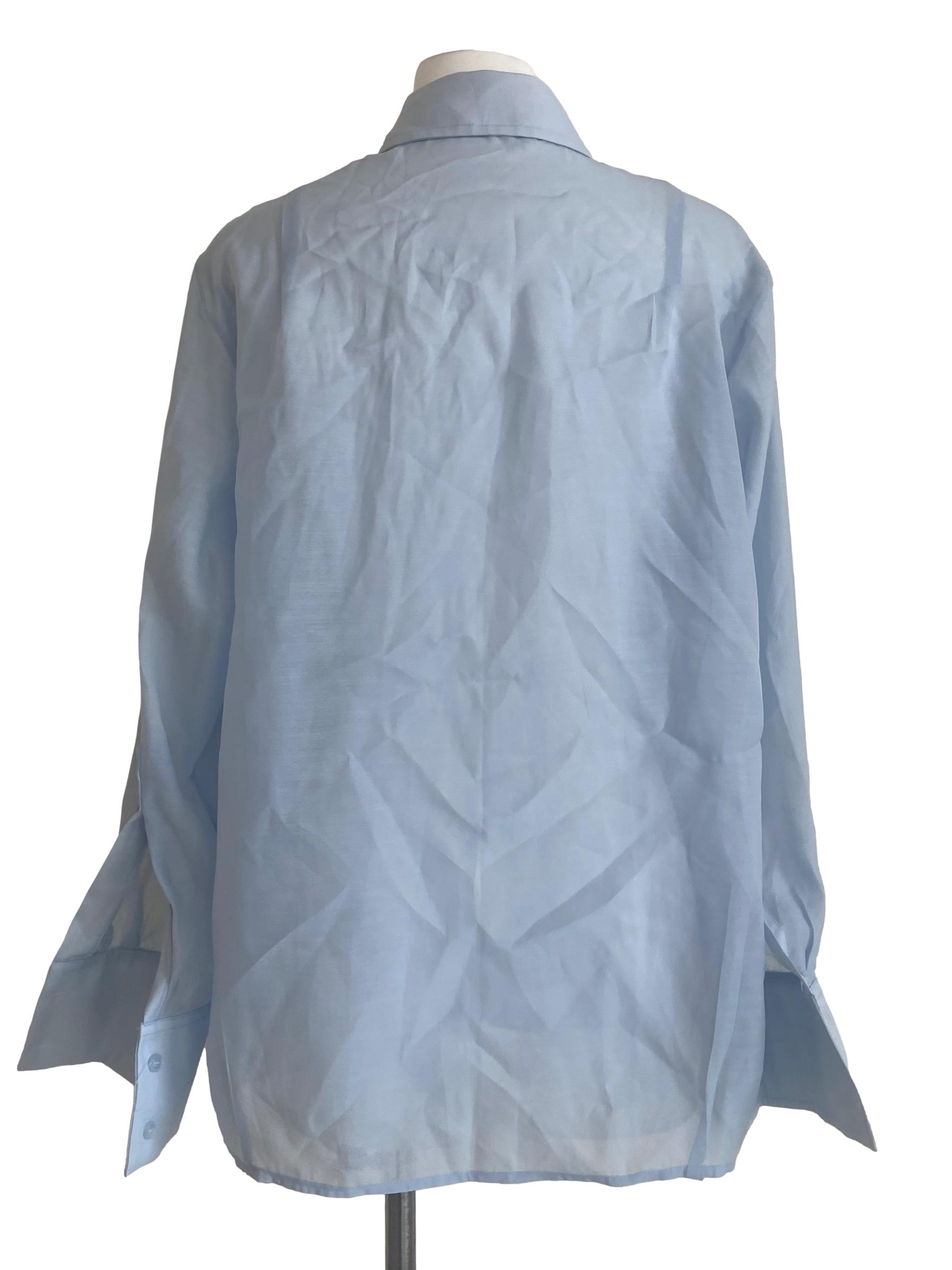 Sky Blue Button Down Shirt Blouse