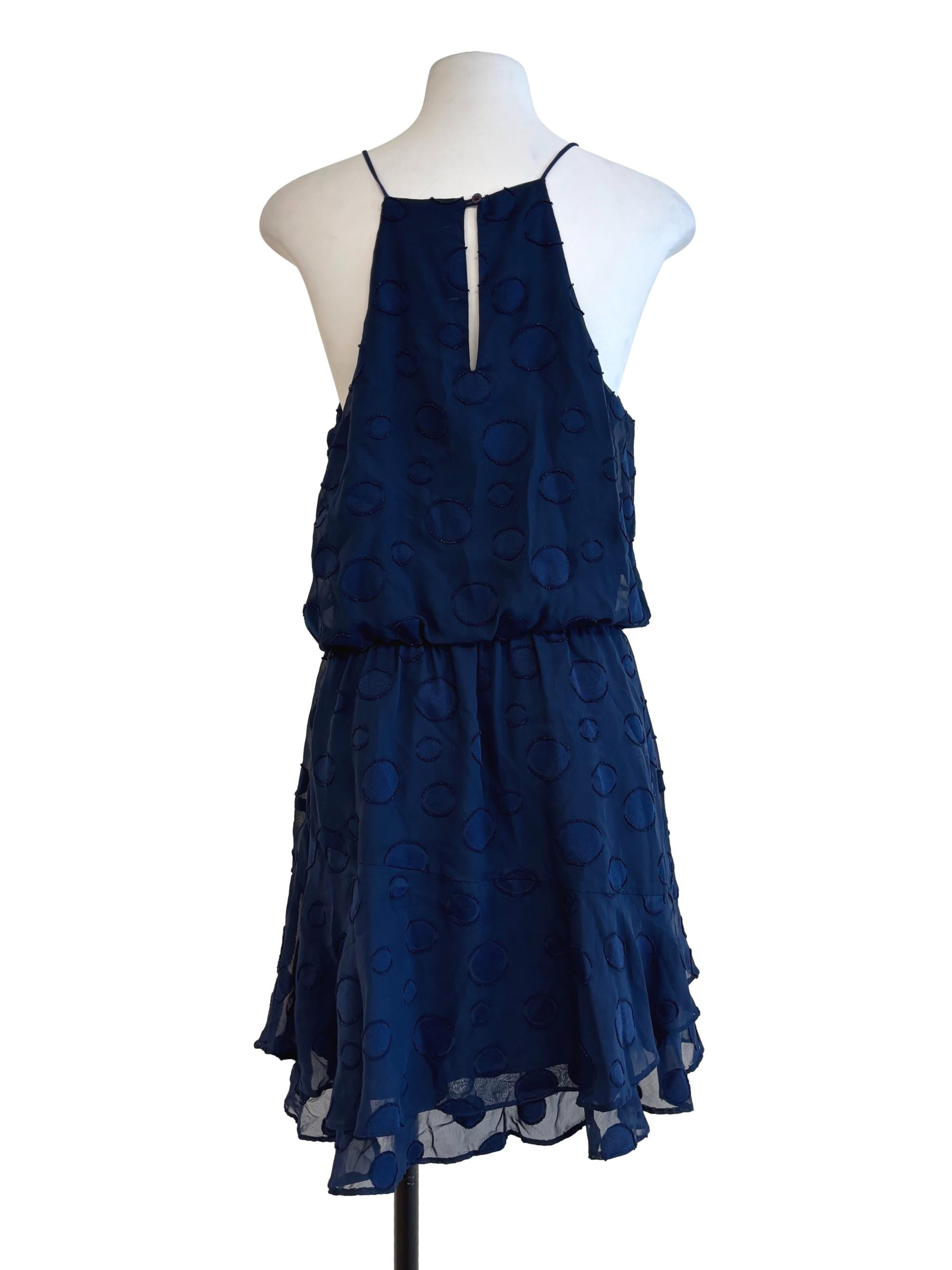 Navy Blue Textured Halter Dress