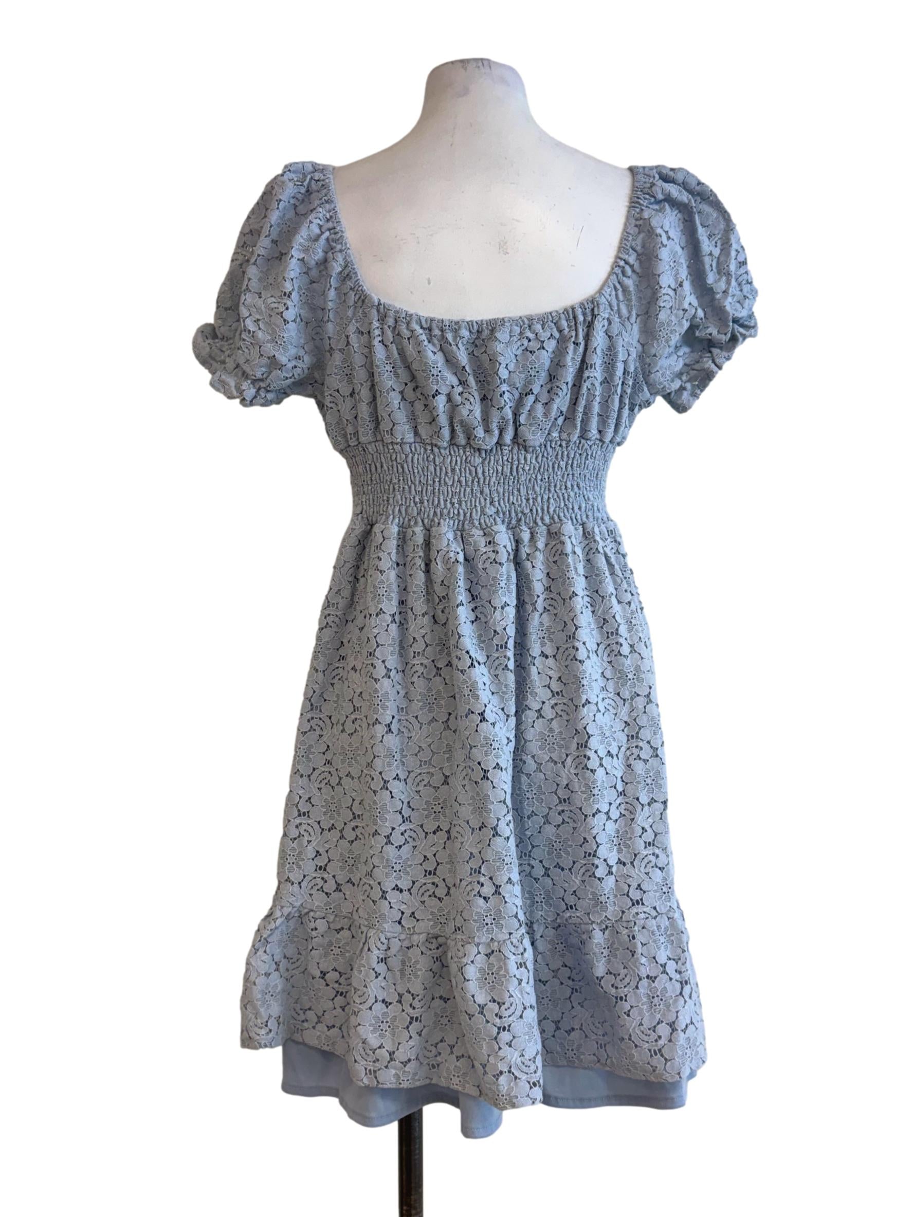 Cloud Blue Lace A-Line Dress